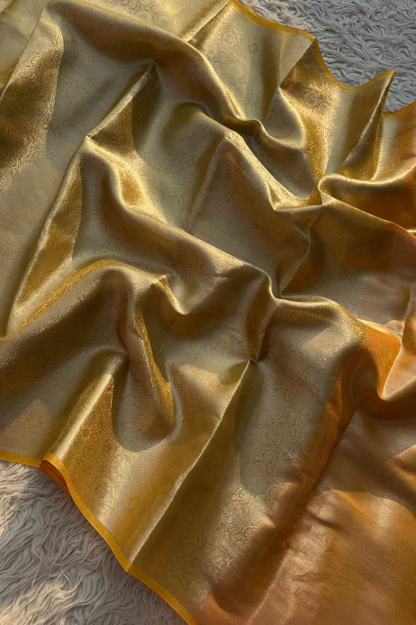 Banarasi Tanchoi ready to wear saree with Ornate pallu