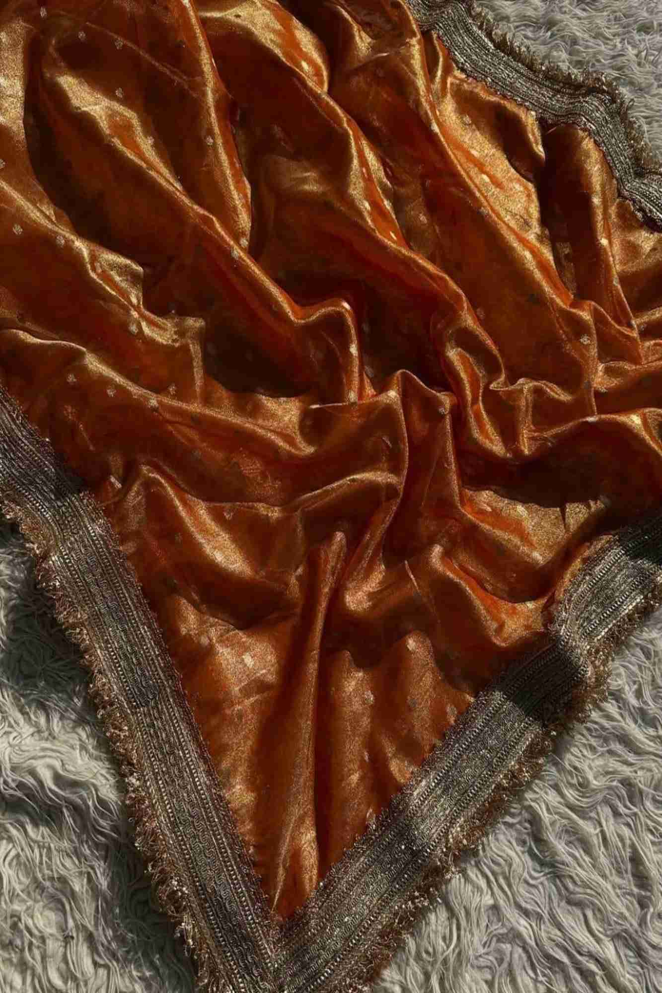 Dhup Chav Tissue Silk Banarasi-Inspired with Zari & Broad Lace Border Ready To Wear Saree