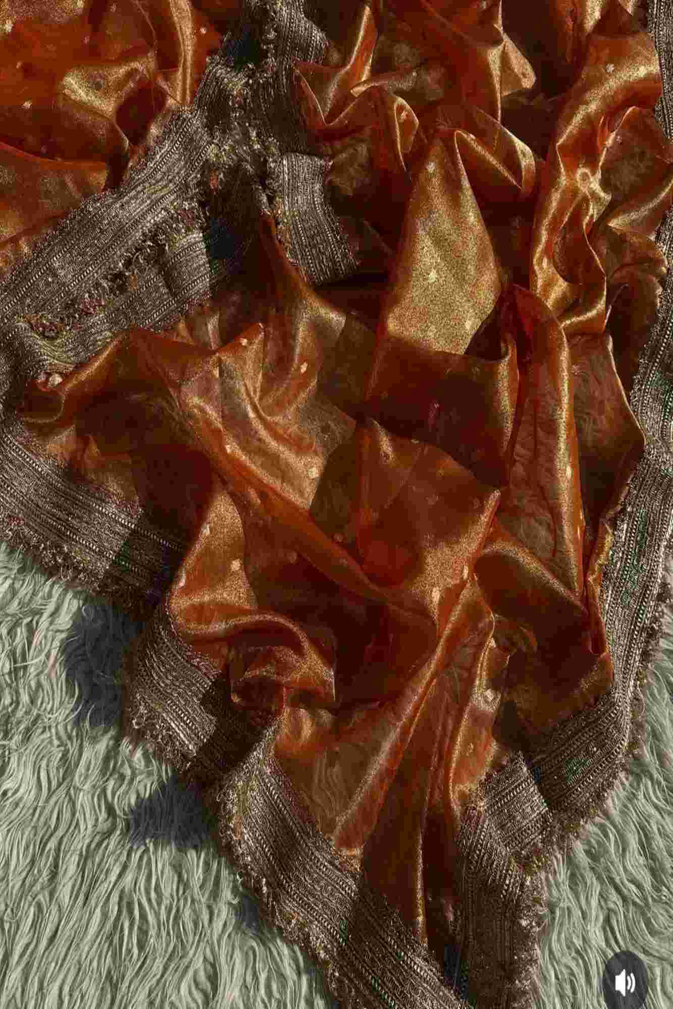 Dhup Chav Tissue Silk Banarasi-Inspired with Zari & Broad Lace Border Ready To Wear Saree