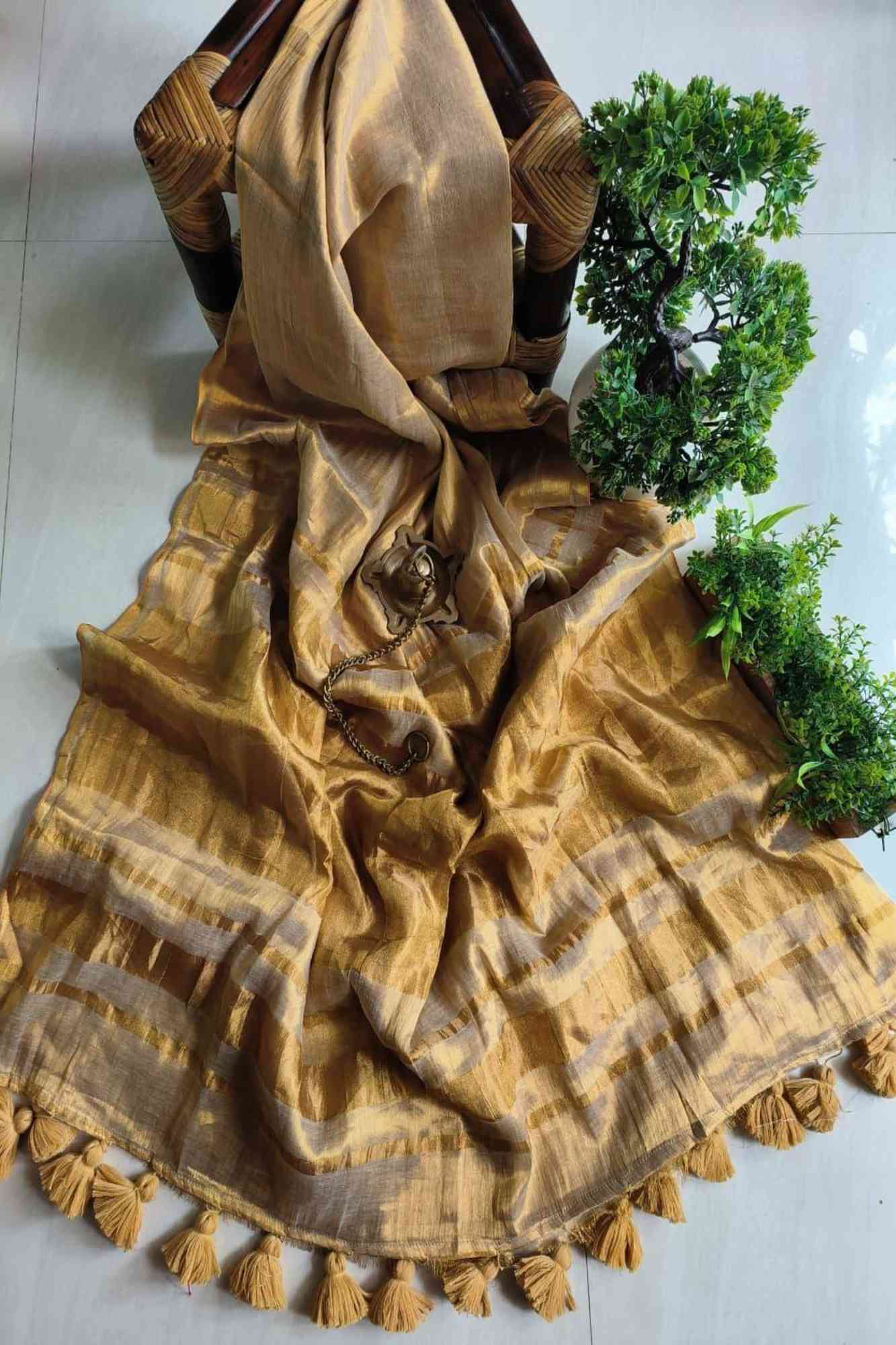 Tissue Handloom Traditional Weaving Ready to Wear Saree