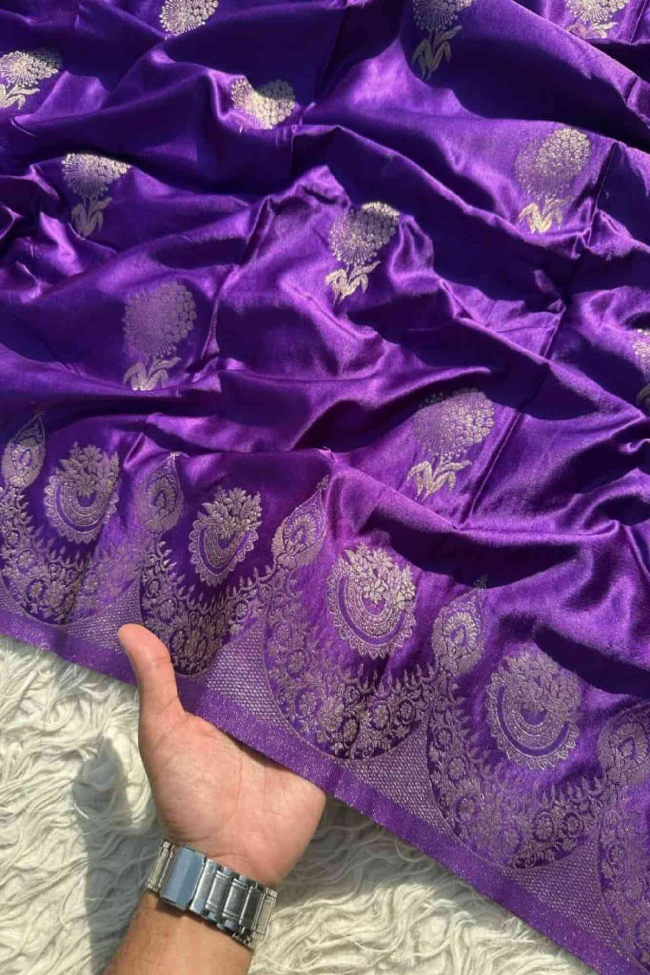 Purple Katan Mashru inspired Silk with Zari Weave Ready to wear Saree
