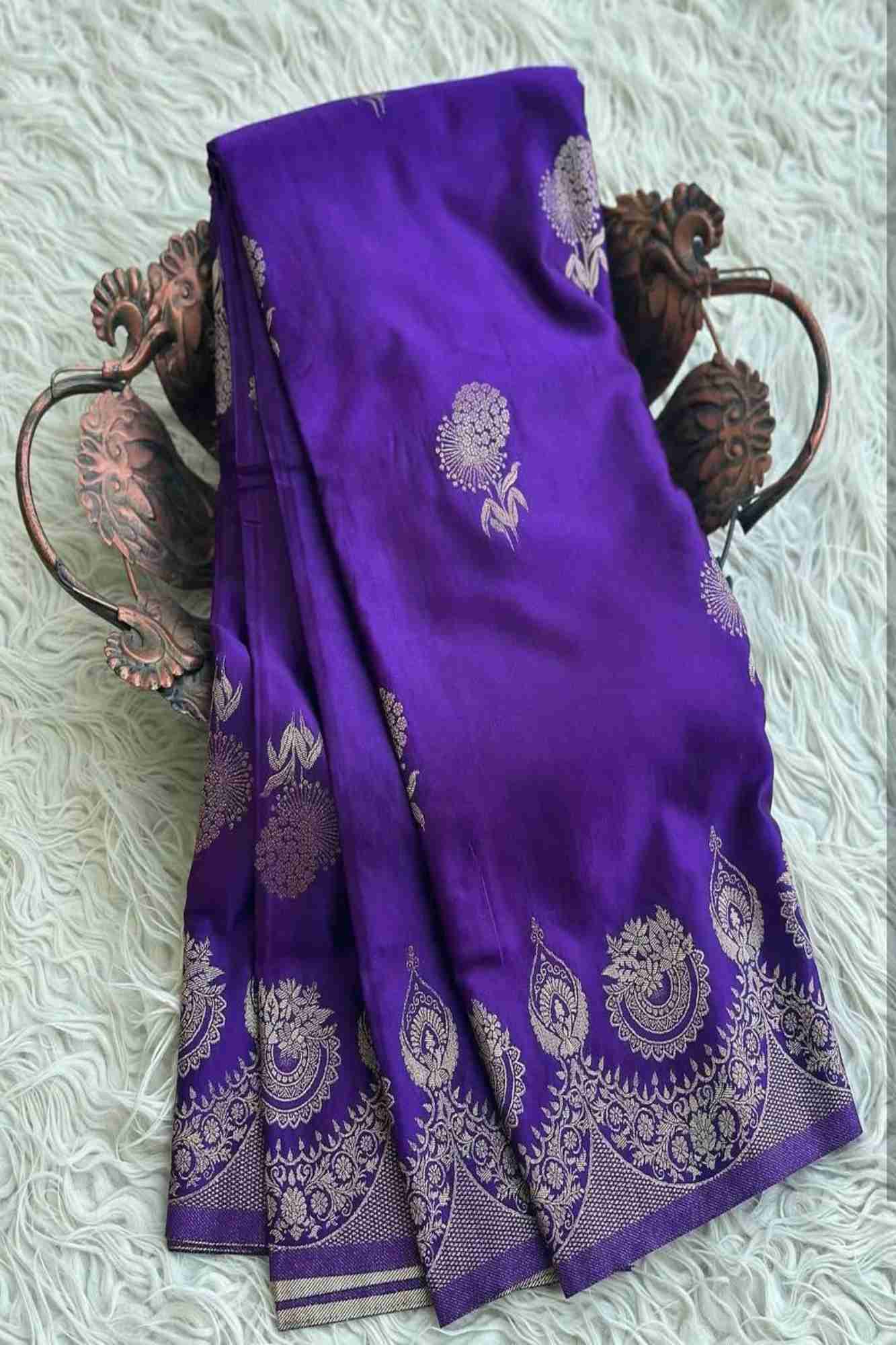 Purple Katan Mashru inspired Silk with Zari Weave Ready to wear Saree