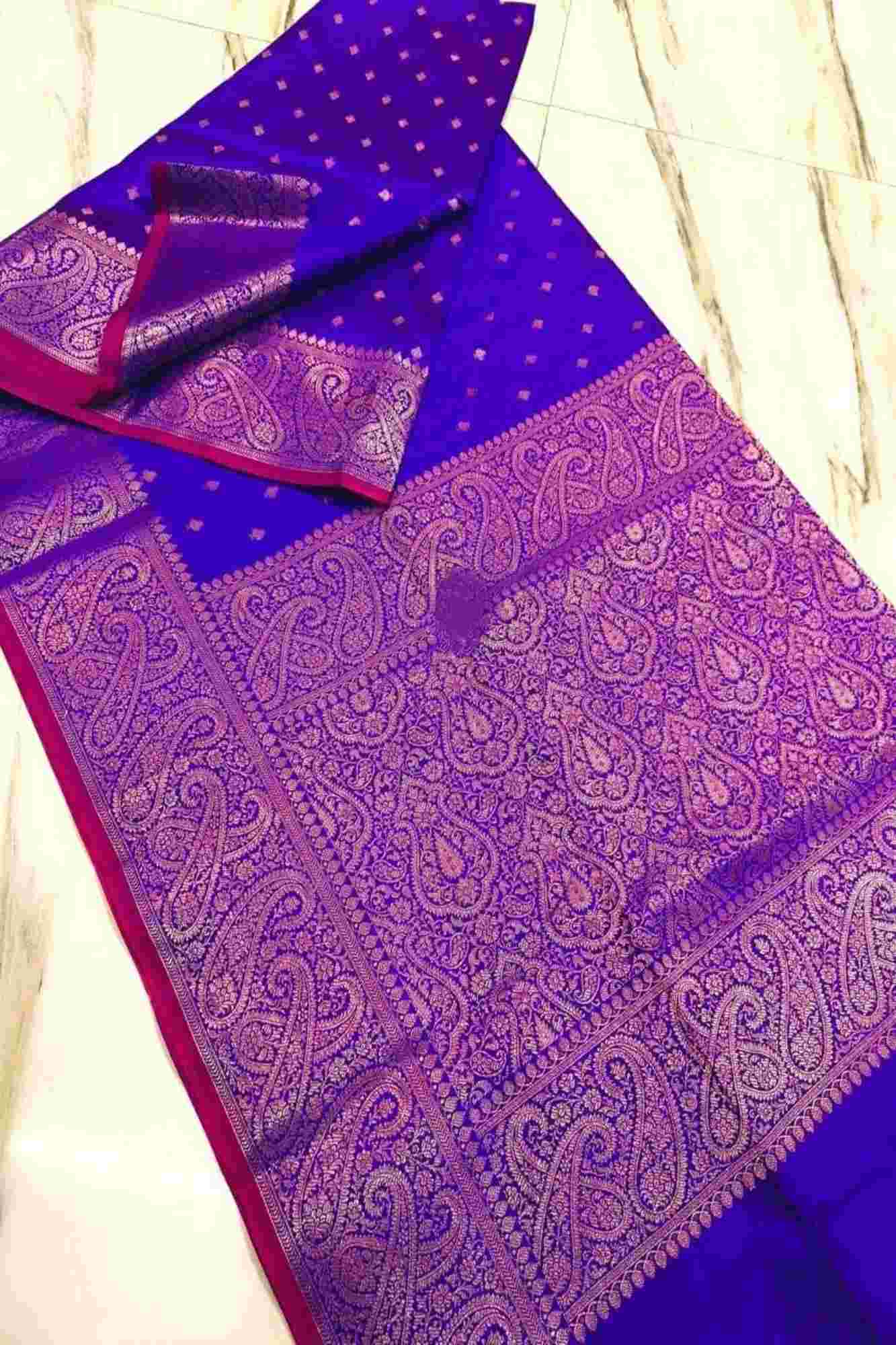 Purple Muga aithani border Ready To Wear Saree and ornate dense woven pallu