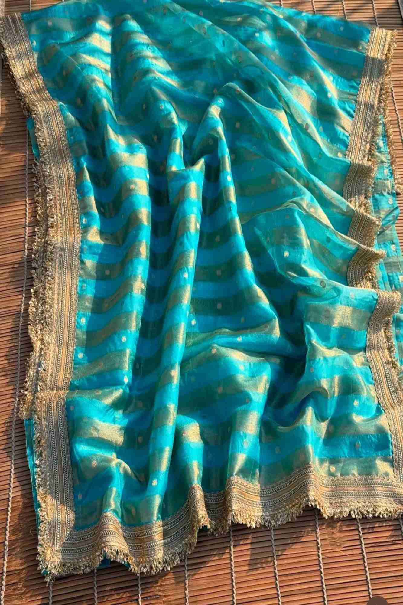 Tissue Silk Saree with Golden Butti Ready to wear Saree