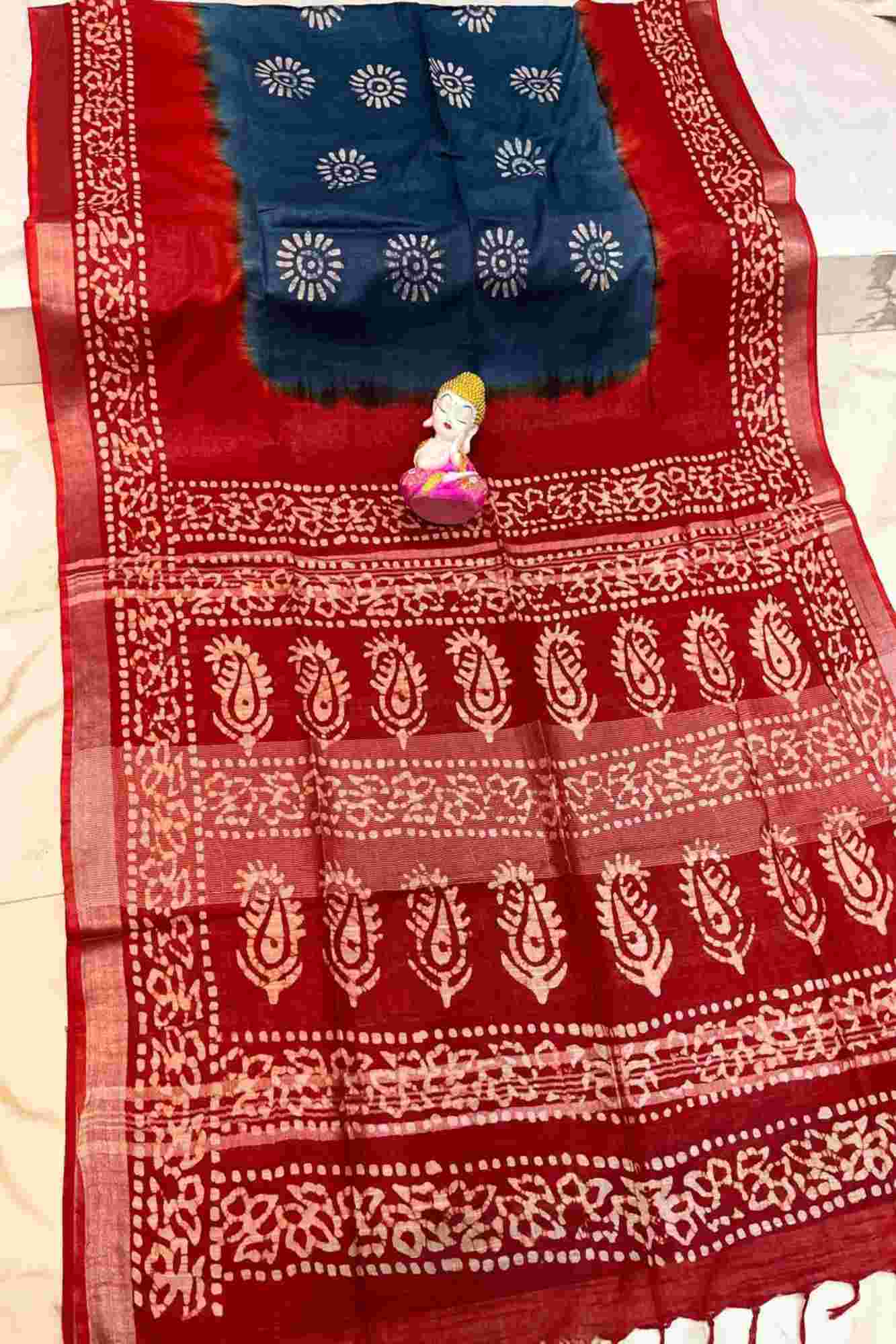 Premium Linen Cotton with Hand Wax Batik Ready to Wear Saree