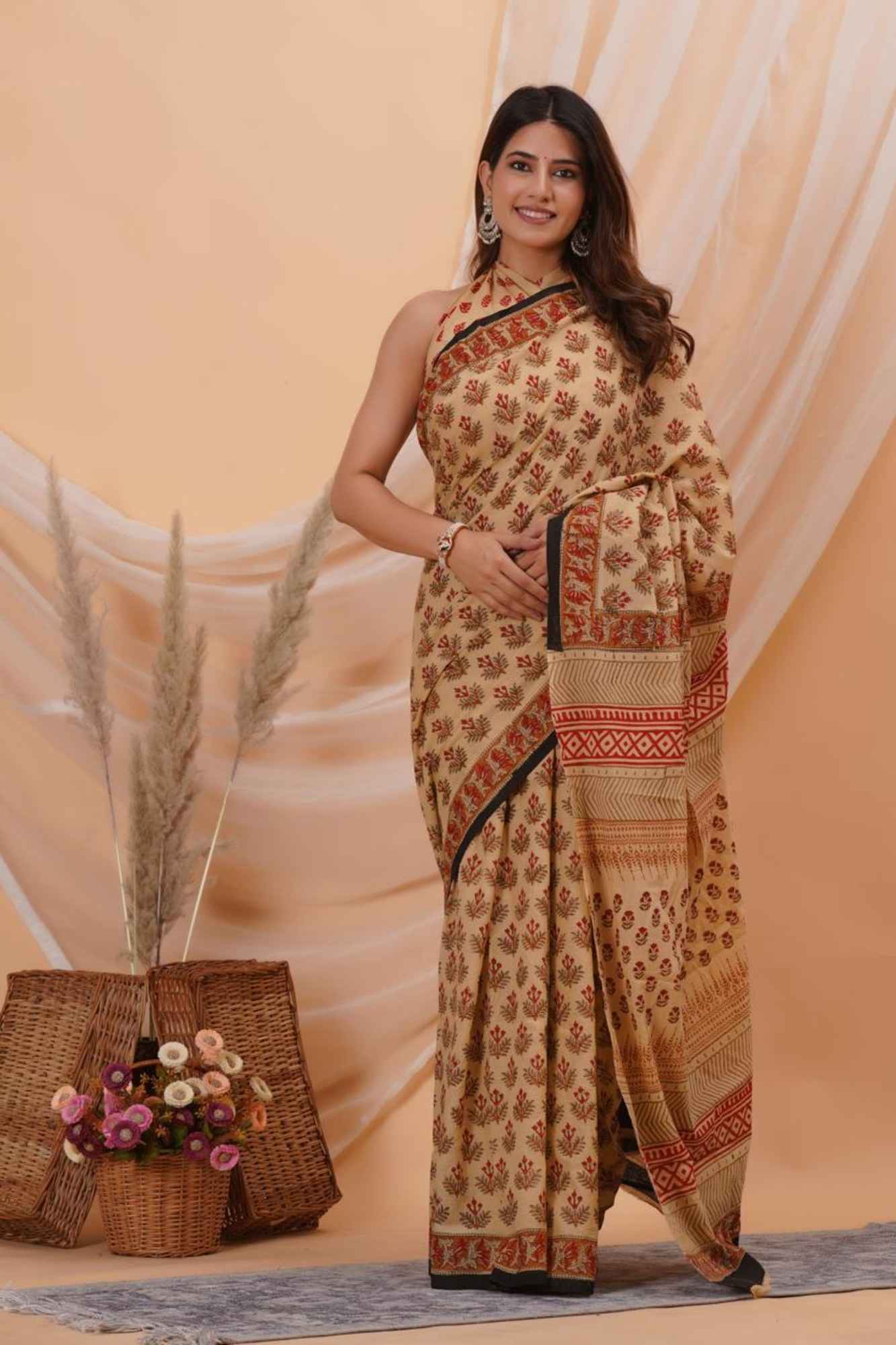 Mulmul Cotton with double side Border Ready to wear Saree