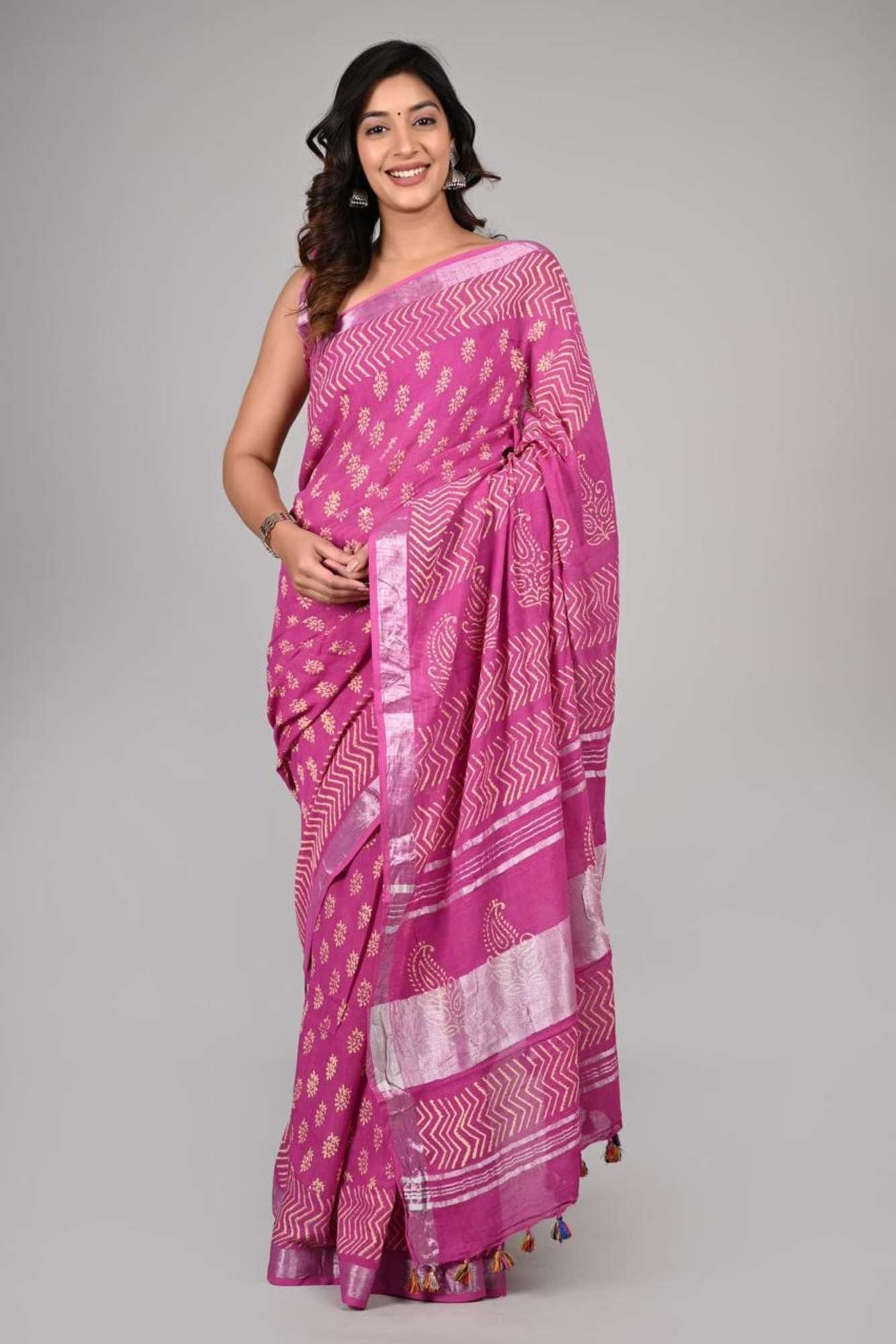 Linen ready to wear soft cotton saree