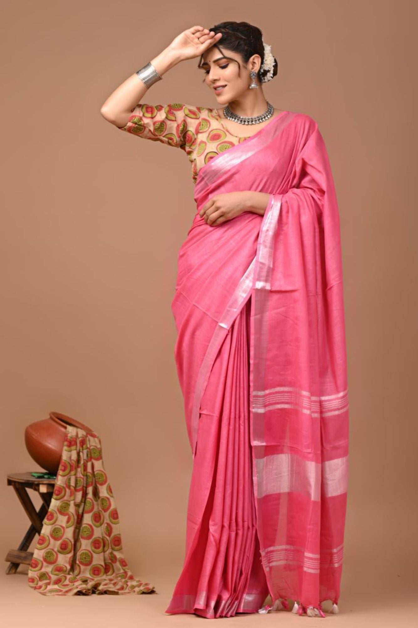 Handloom prestitched saree