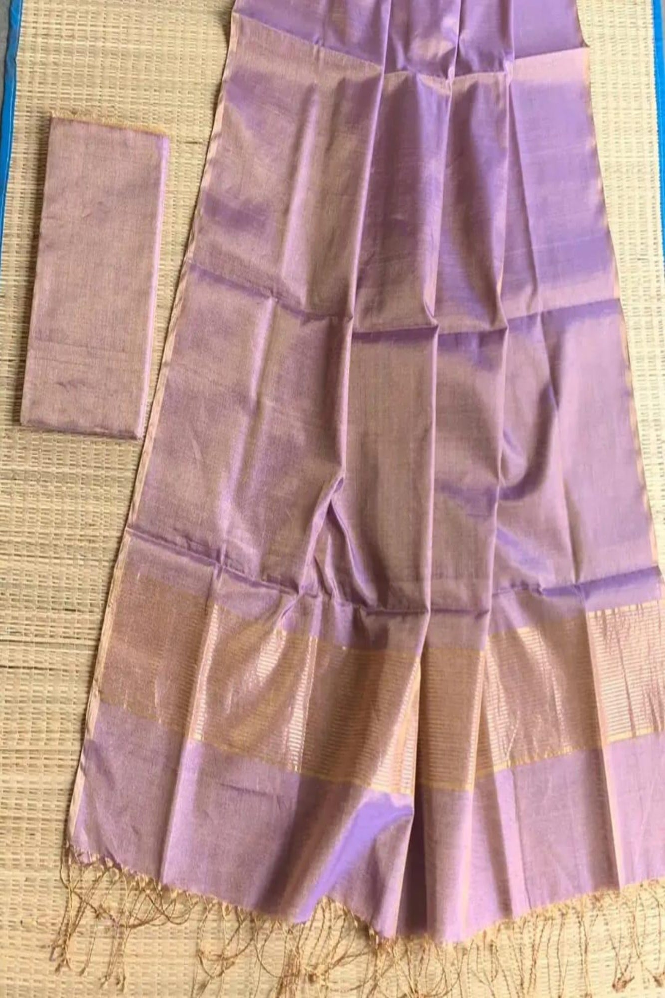 Lavender Tissue Linen Jamdani Ready To Wear Saree