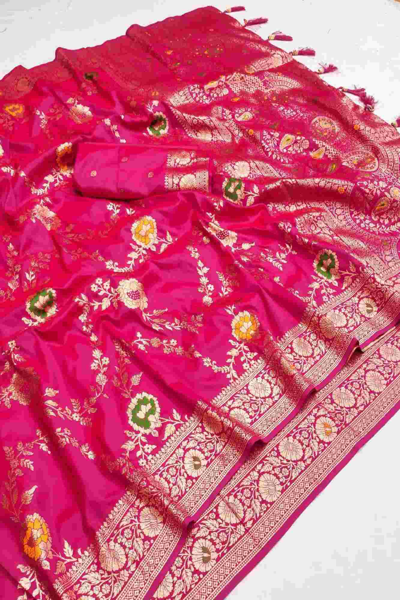 Gorgeous Meenakari Work Banarasi Soft Silk Ready to wear Saree