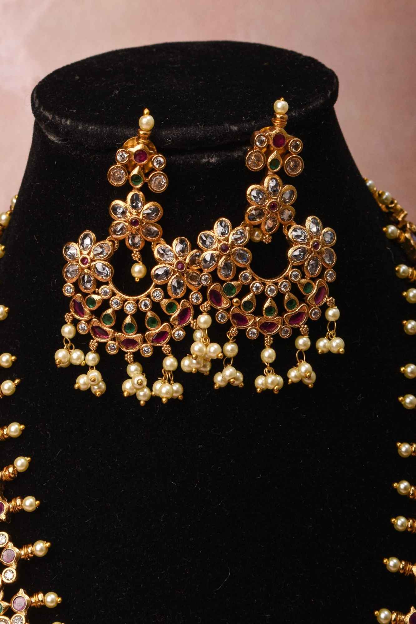 Premium Quality Guttapusalu Set with Dangling Rice Pearls | Shobitam Jewelry