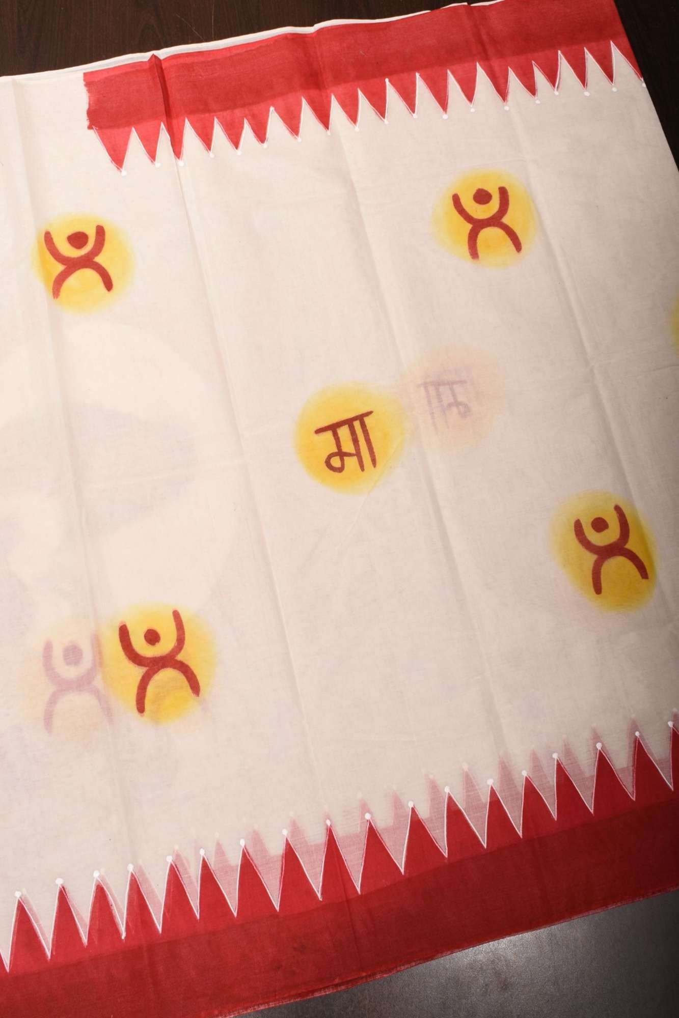 Cotton Saree with Handpainted Parvathy and Ganesha on Boat, Saree only, Ready to wear saree