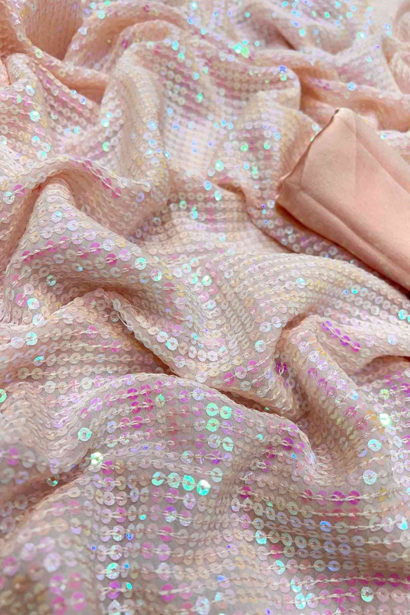 Bollywood celebrity inspired Pink Georgette with Glam Sequin Work Ready To Wear Saree