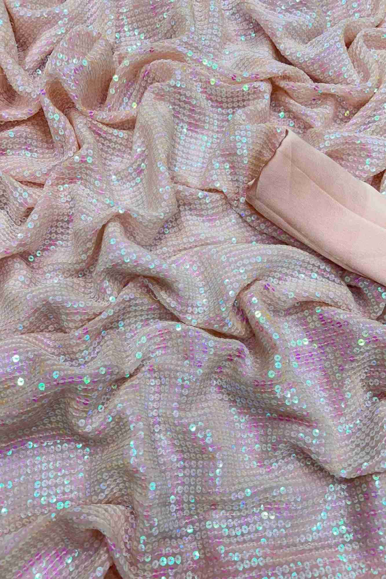 Bollywood celebrity inspired Pink Georgette with Glam Sequin Work Ready To Wear Saree