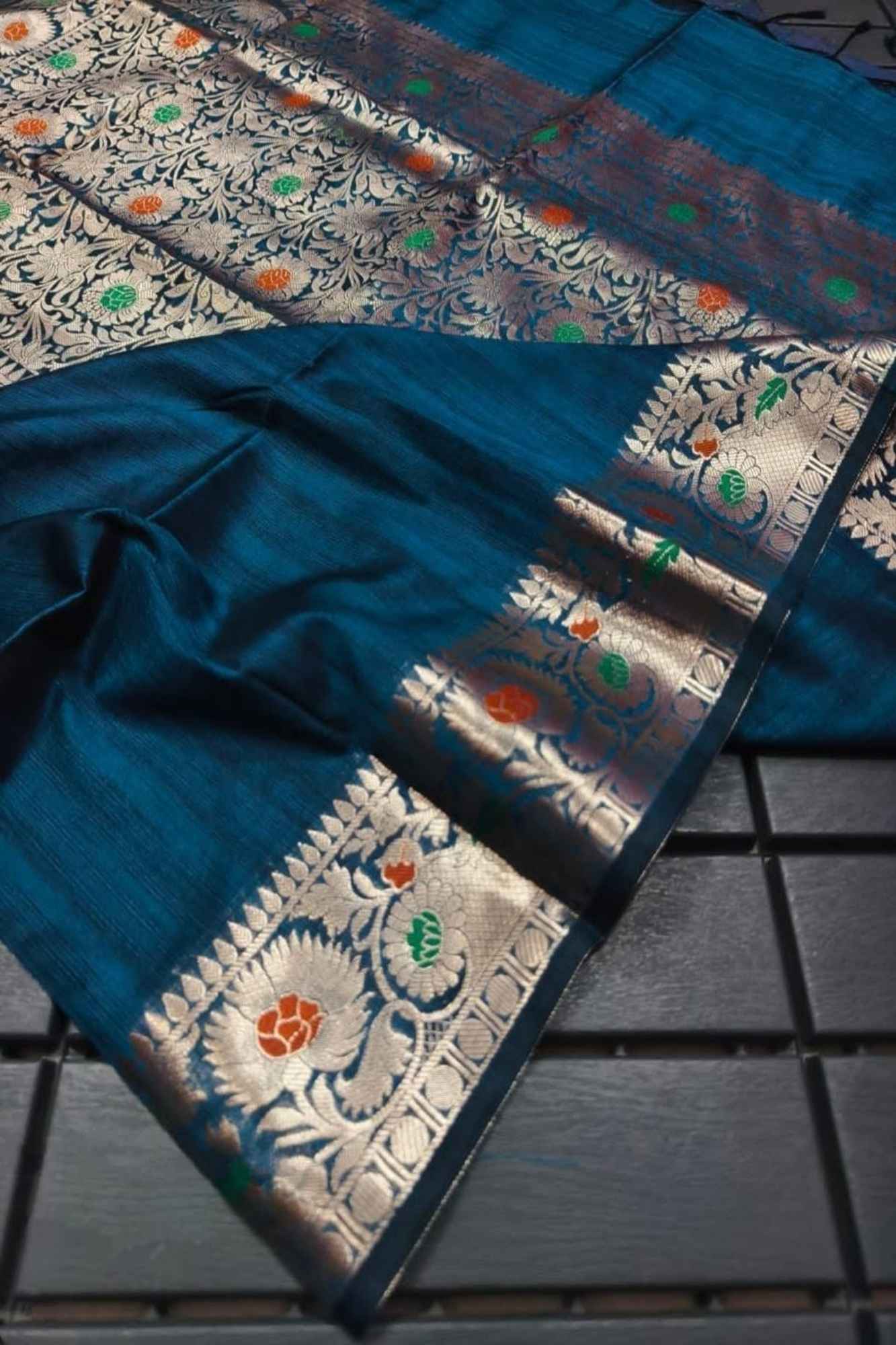 Banarasi woven with intricate meenakari ready to wear saree