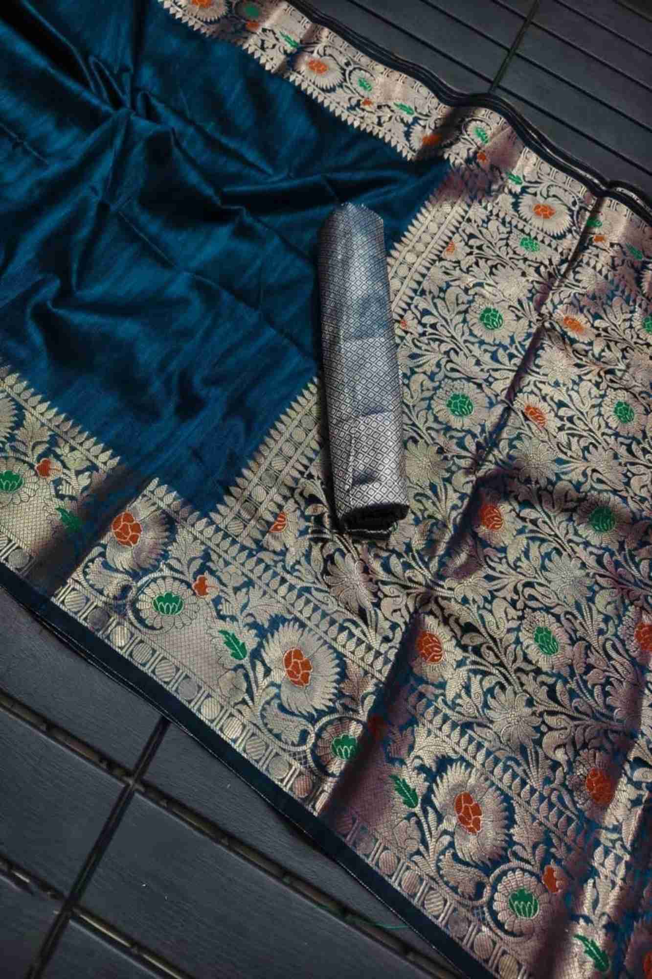 Banarasi woven with intricate meenakari ready to wear saree