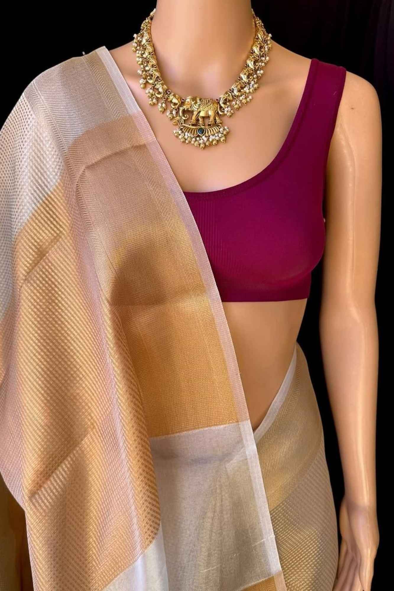 Nayanthara inspired Jacquard Tissue Silk Ready to wear Saree