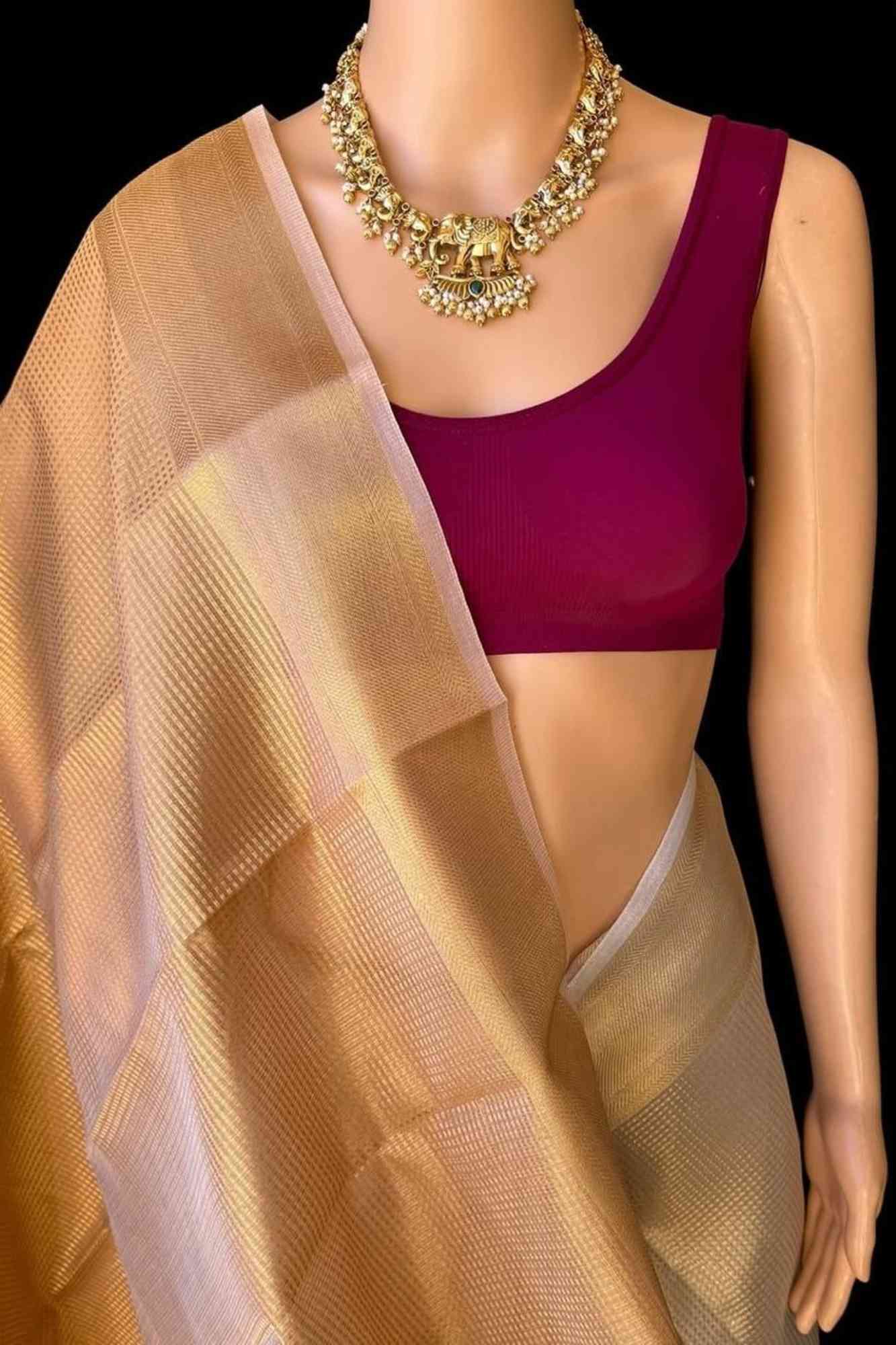 Nayanthara inspired Jacquard Tissue Silk Ready to wear Saree