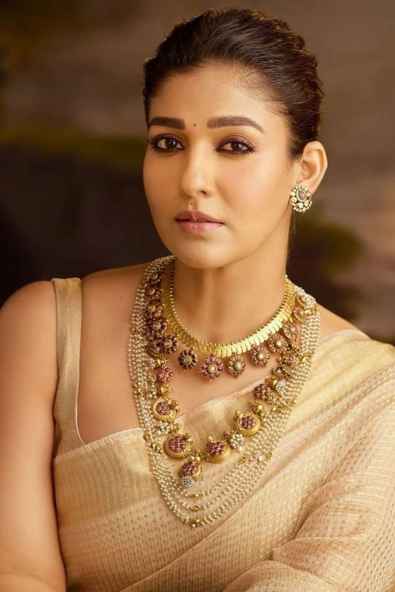 Nayanthara inspired Jacquard Tissue Silk Ready to wear Saree