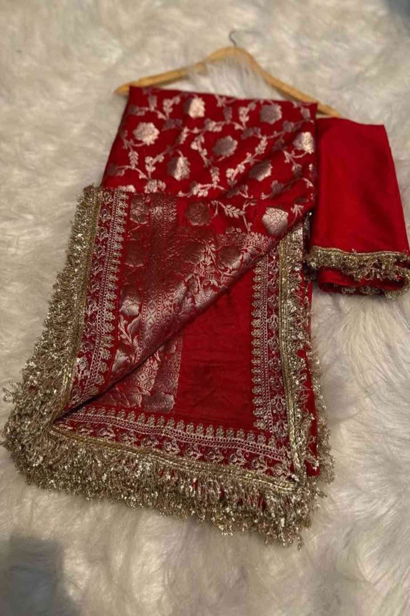 Banarasi georgette silk with Intricate Gold Zari Work Ready To Wear Saree