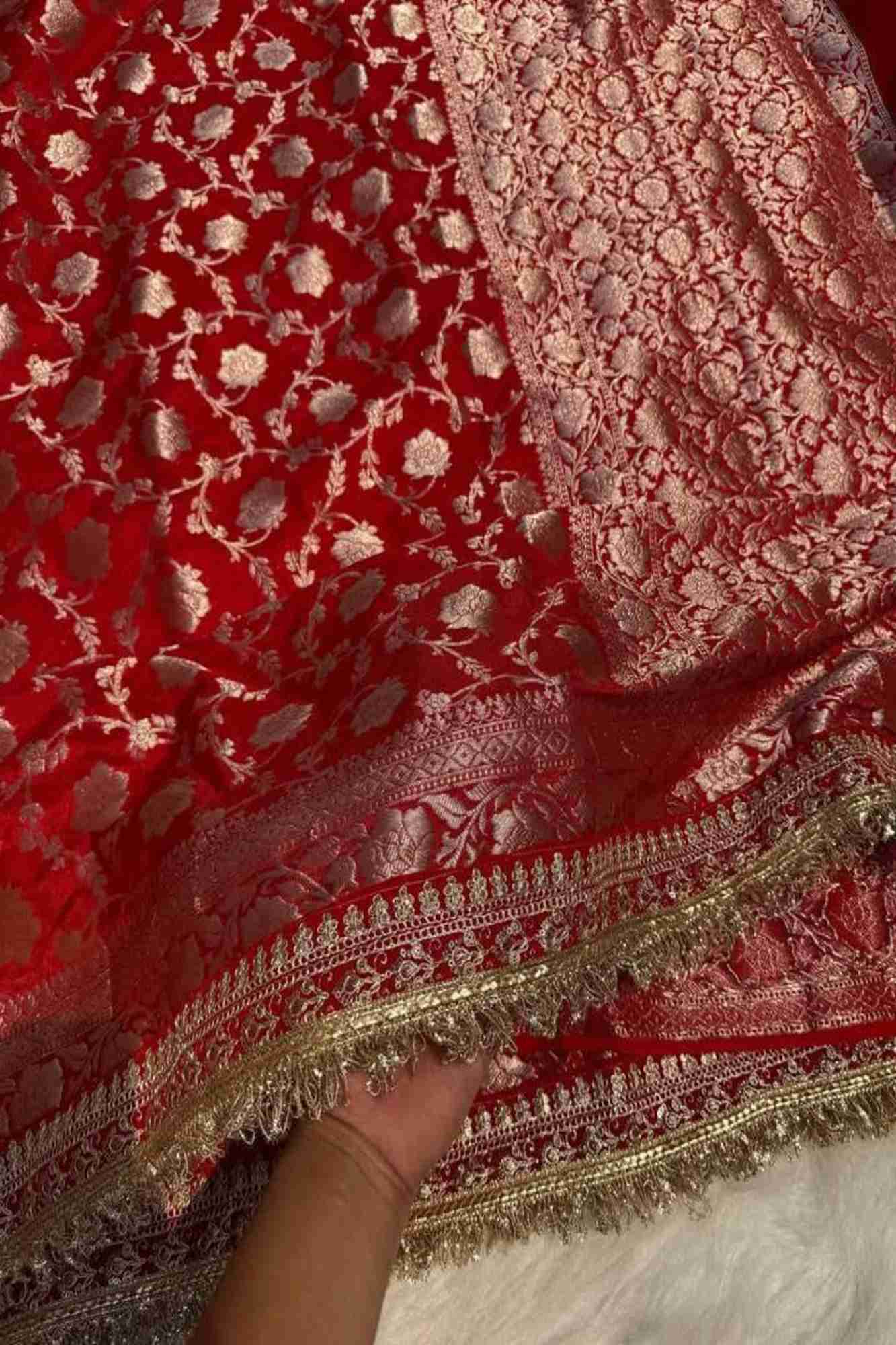 Banarasi georgette silk with Intricate Gold Zari Work Ready To Wear Saree