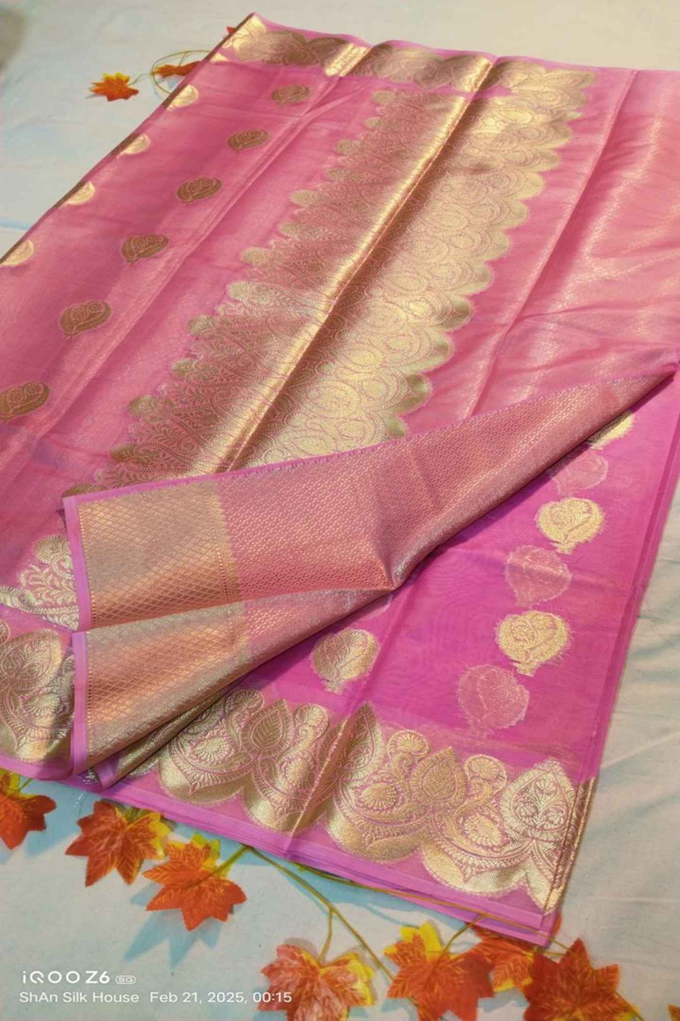 Warm Dupion inspired Silk with Intricate Gold Zari Work & Kadwa Weave Ready To Wear Saree