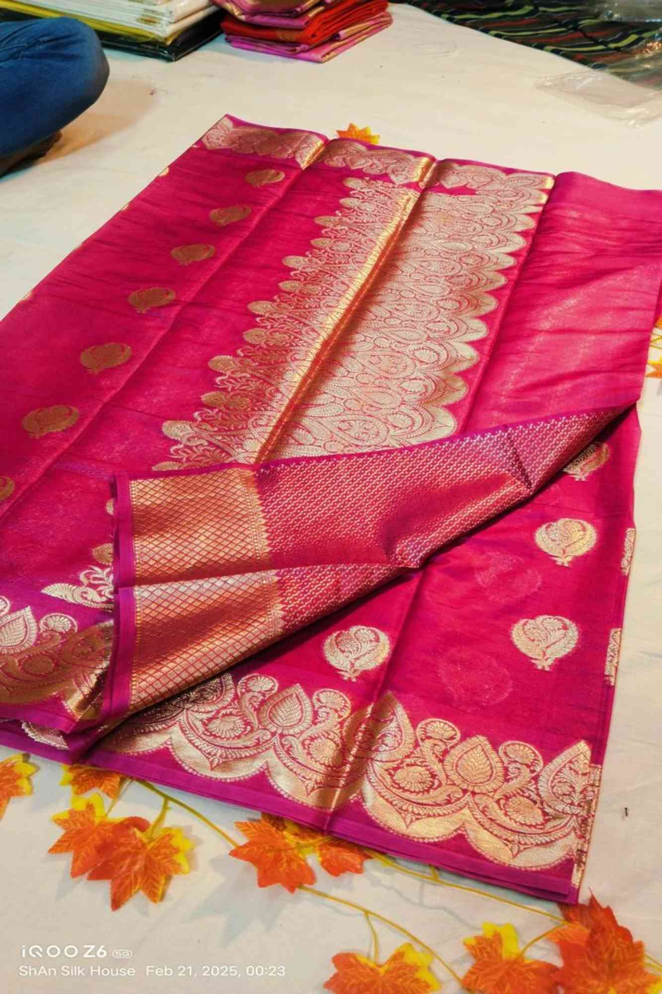 Dupion Warm Silk Pink Banarasi with Gold Zari & Kadwa Weave Ready To wear Saree