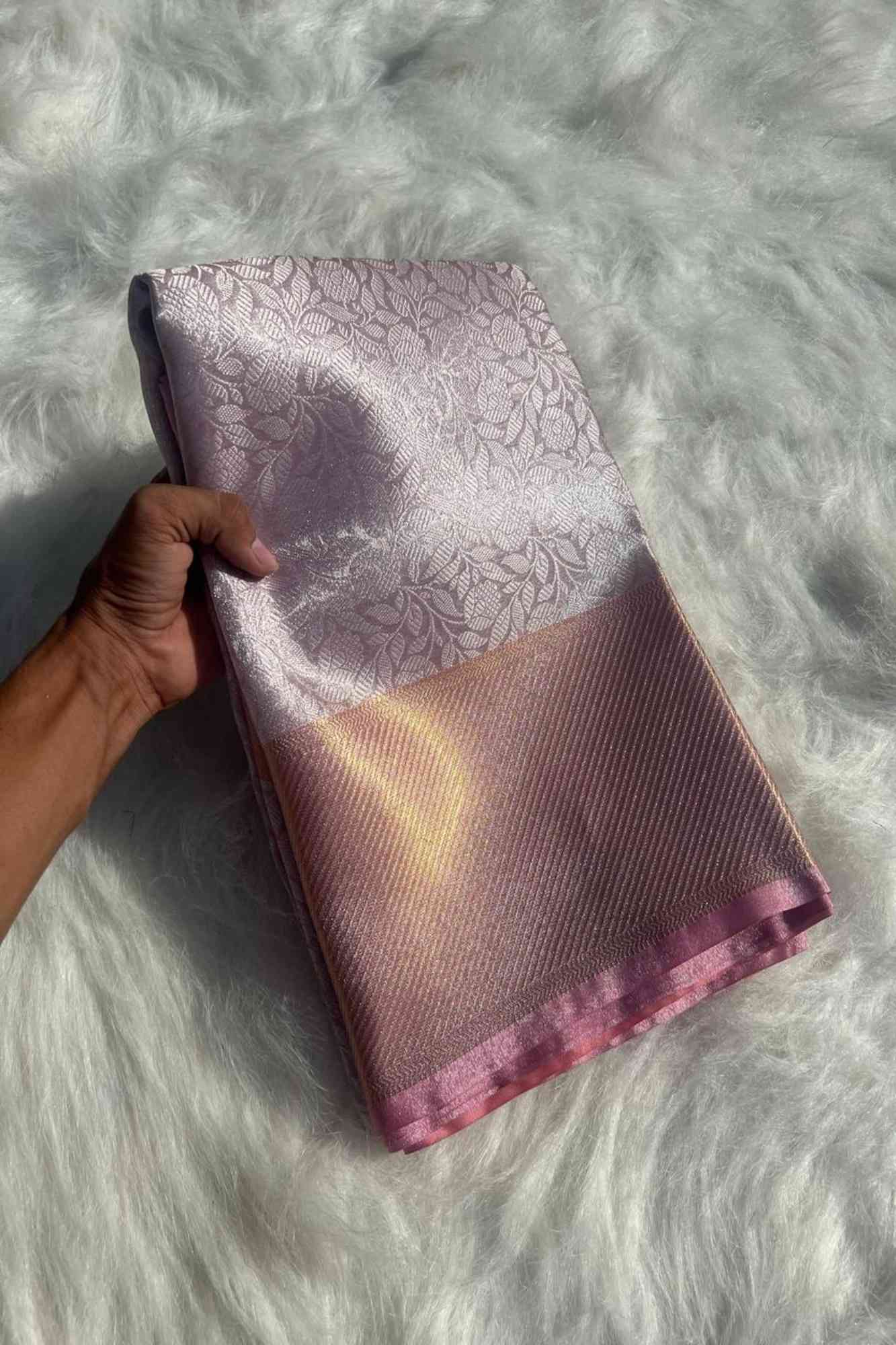 Banarasi-Inspired Tissue Silk with Zari Floral Jaal Ready To Wear Saree