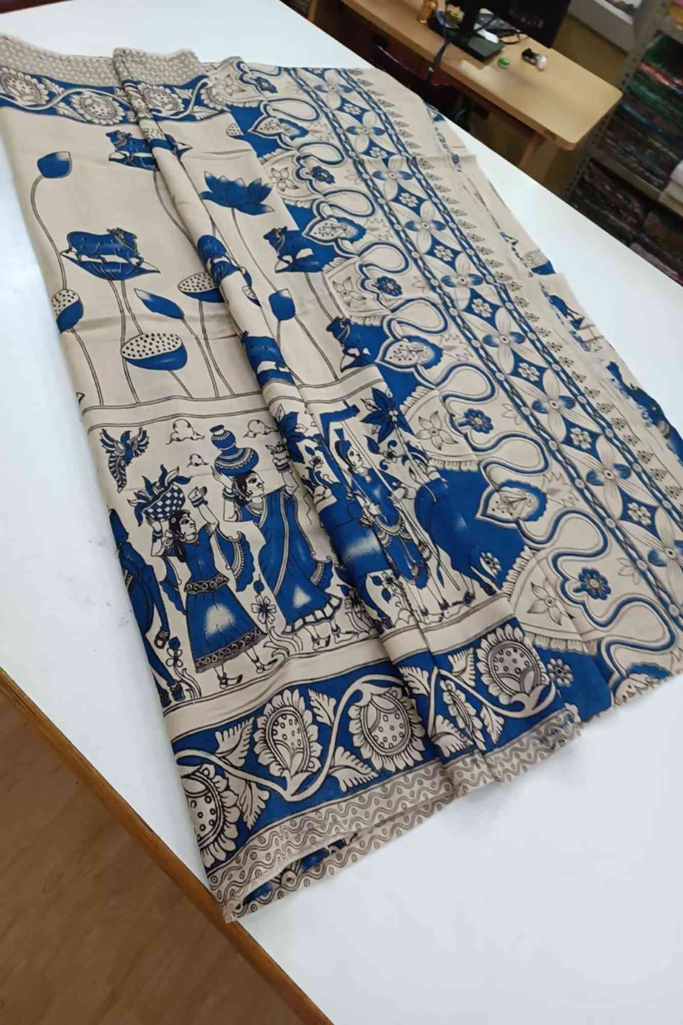 Designer Border Printed with Kalamkari Ready To wear Saree