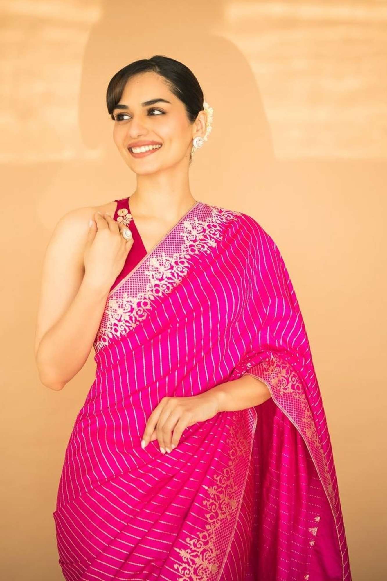 Vibrant Pink in Soft Catlon Silk with Zari Detailing Ready To Wear Saree