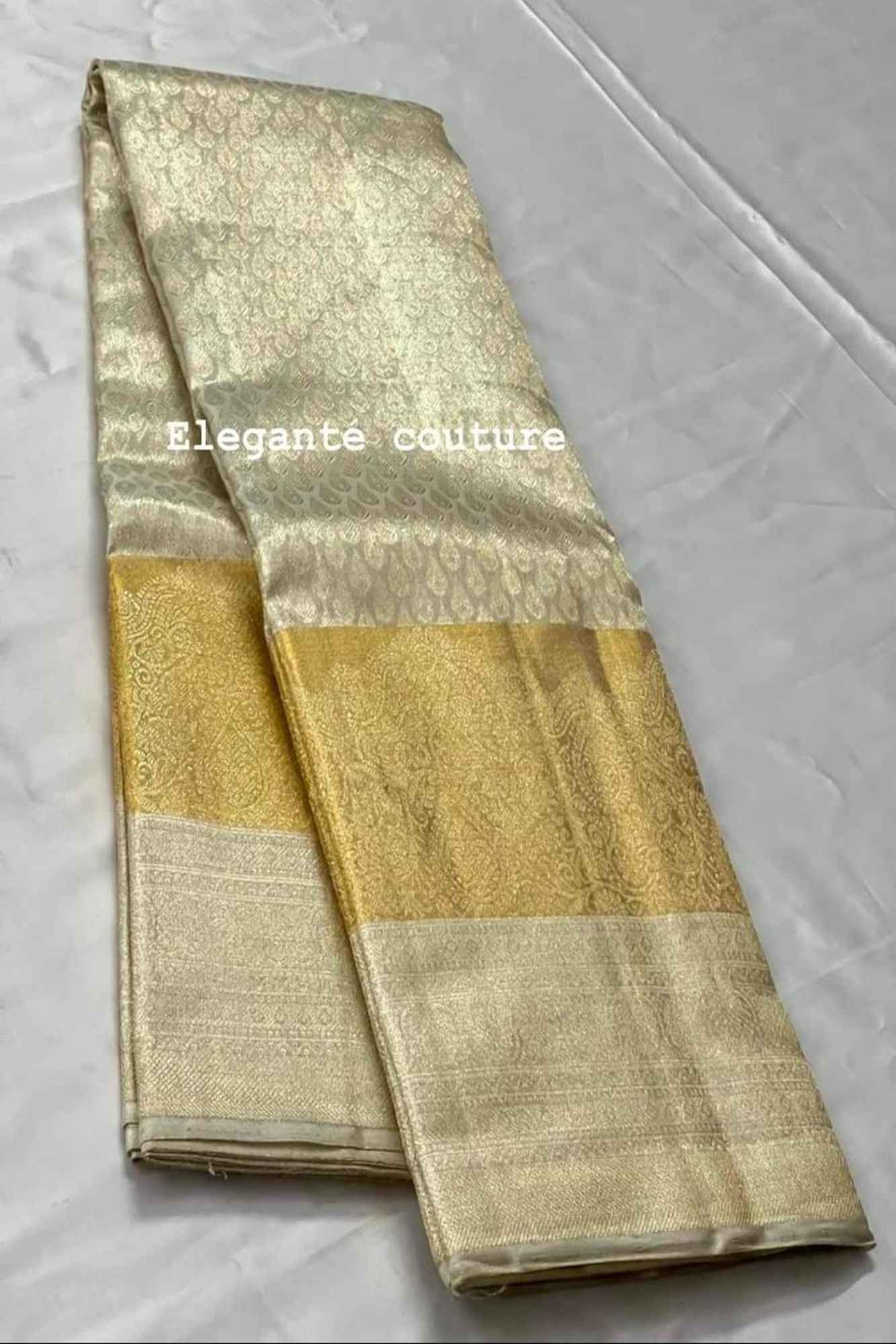 Rekha Inspired Golden Banarasi Tissue Silk Ready To Wear Sareesi