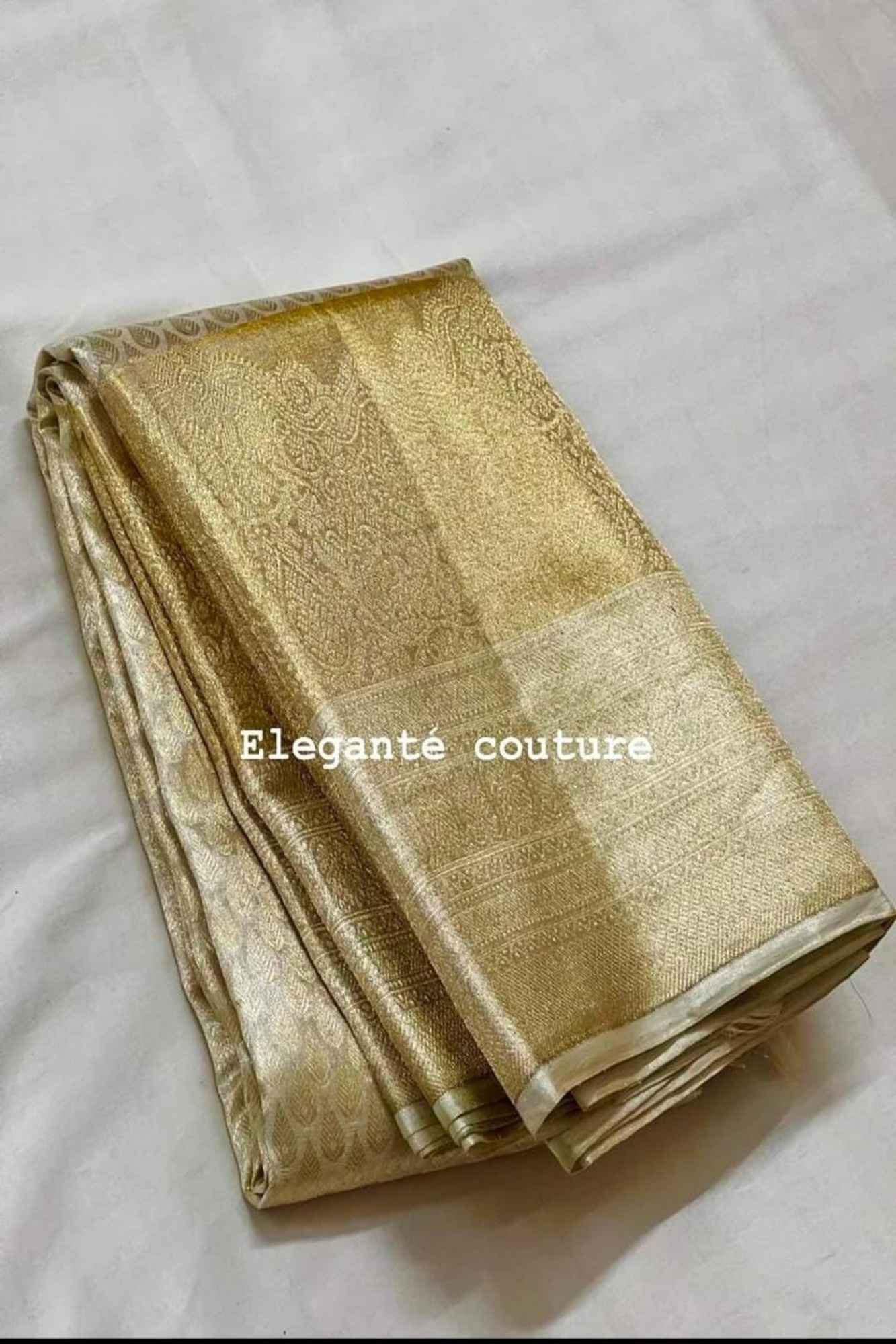 Rekha Inspired Golden Banarasi Tissue Silk Ready To Wear Sareesi
