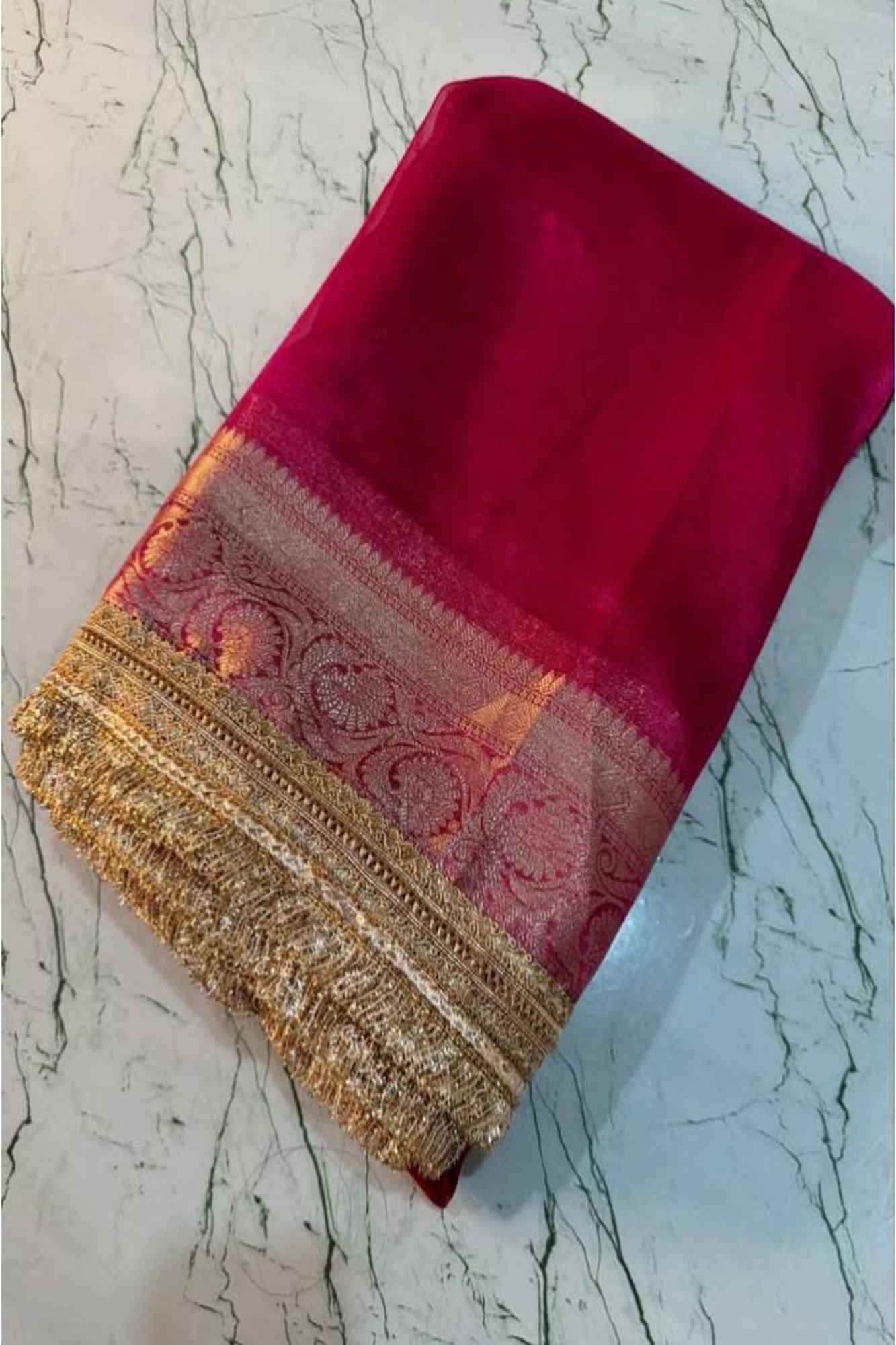 Banarasi-Inspired Tissue Silk with Intricate Zari Weaving Ready To Wear Saree