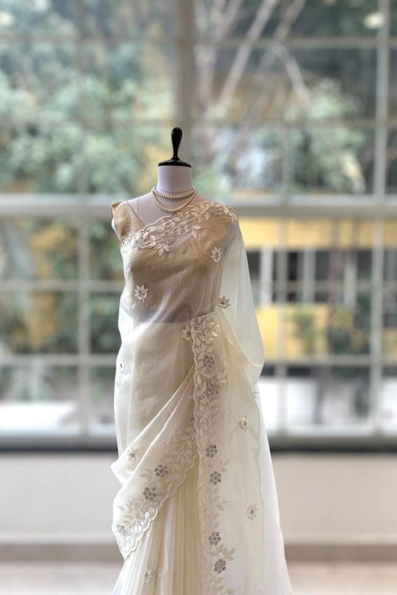 Organza Hand-Embroidered with Sequin Detailing Ready To Wear Saree