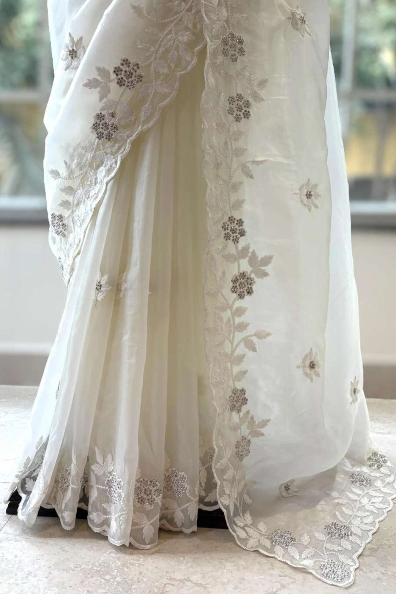 Organza Hand-Embroidered with Sequin Detailing Ready To Wear Saree