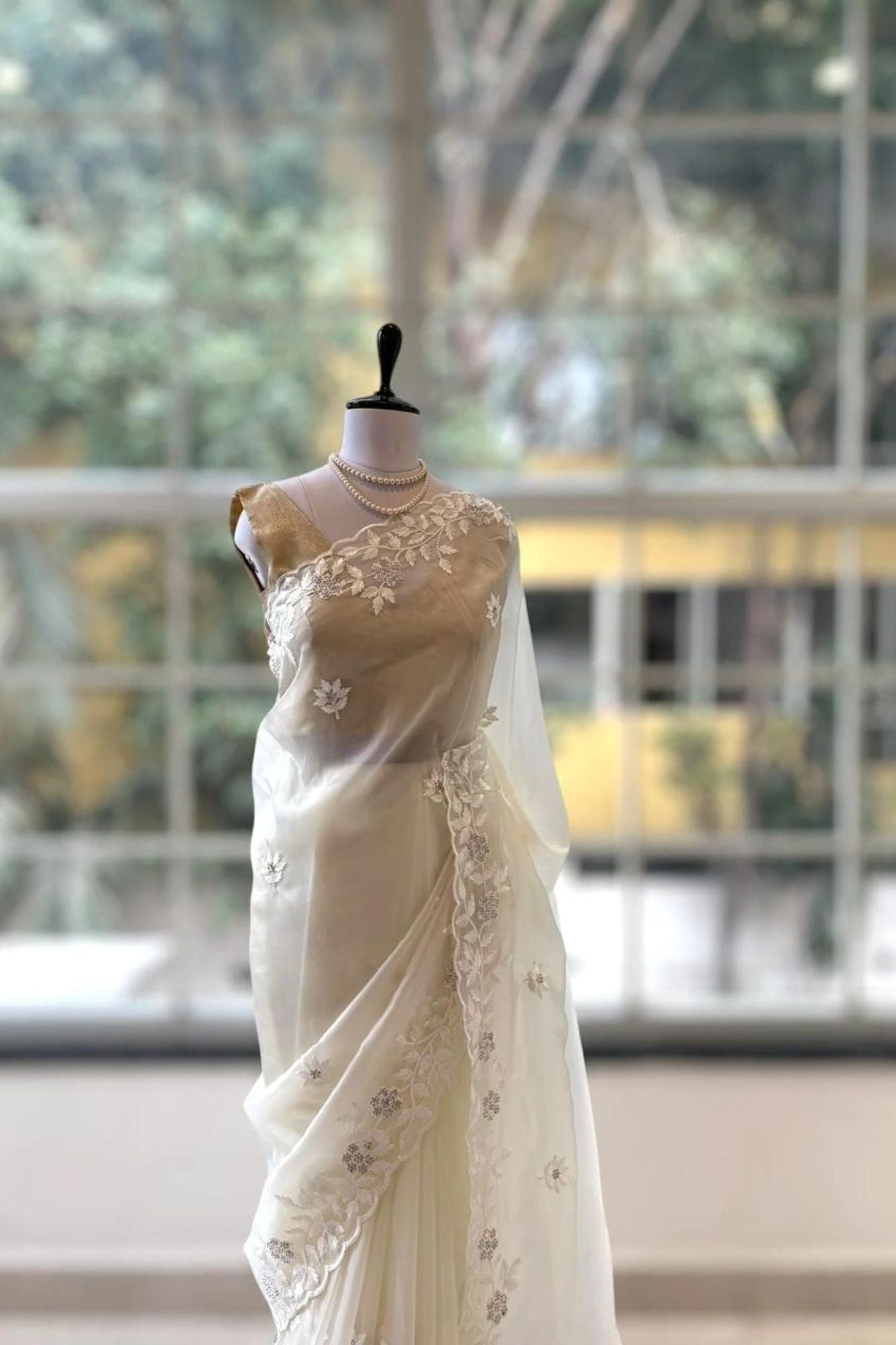 Organza Hand-Embroidered with Sequin Detailing Ready To Wear Saree