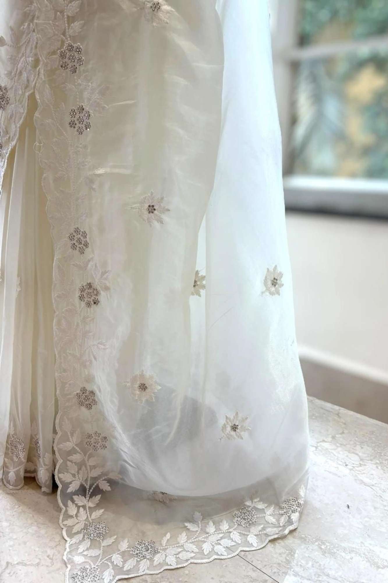 Organza Hand-Embroidered with Sequin Detailing Ready To Wear Saree