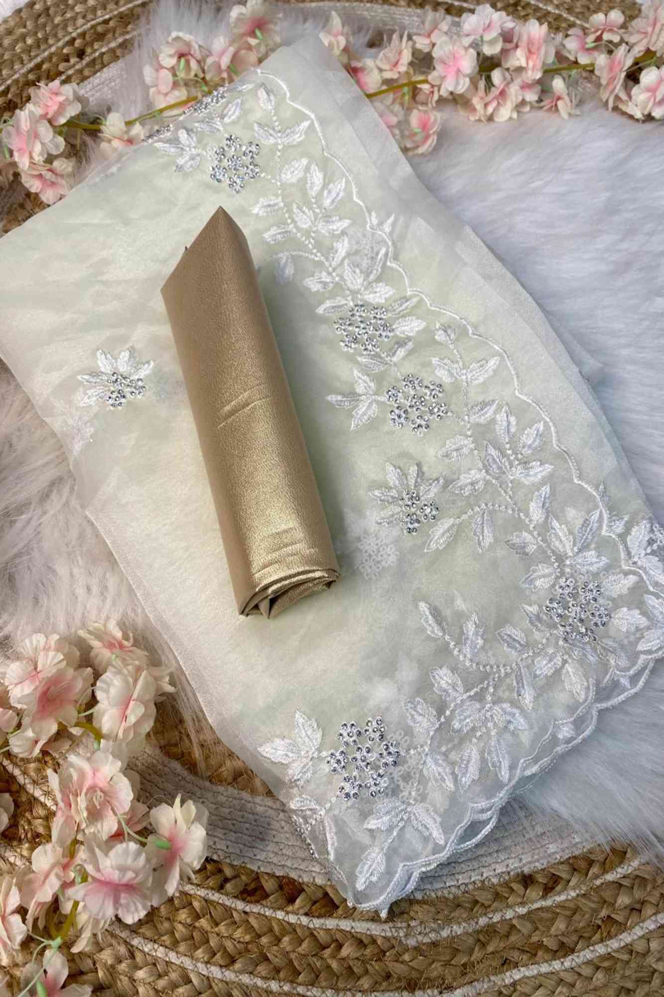 Organza Hand-Embroidered with Sequin Detailing Ready To Wear Saree