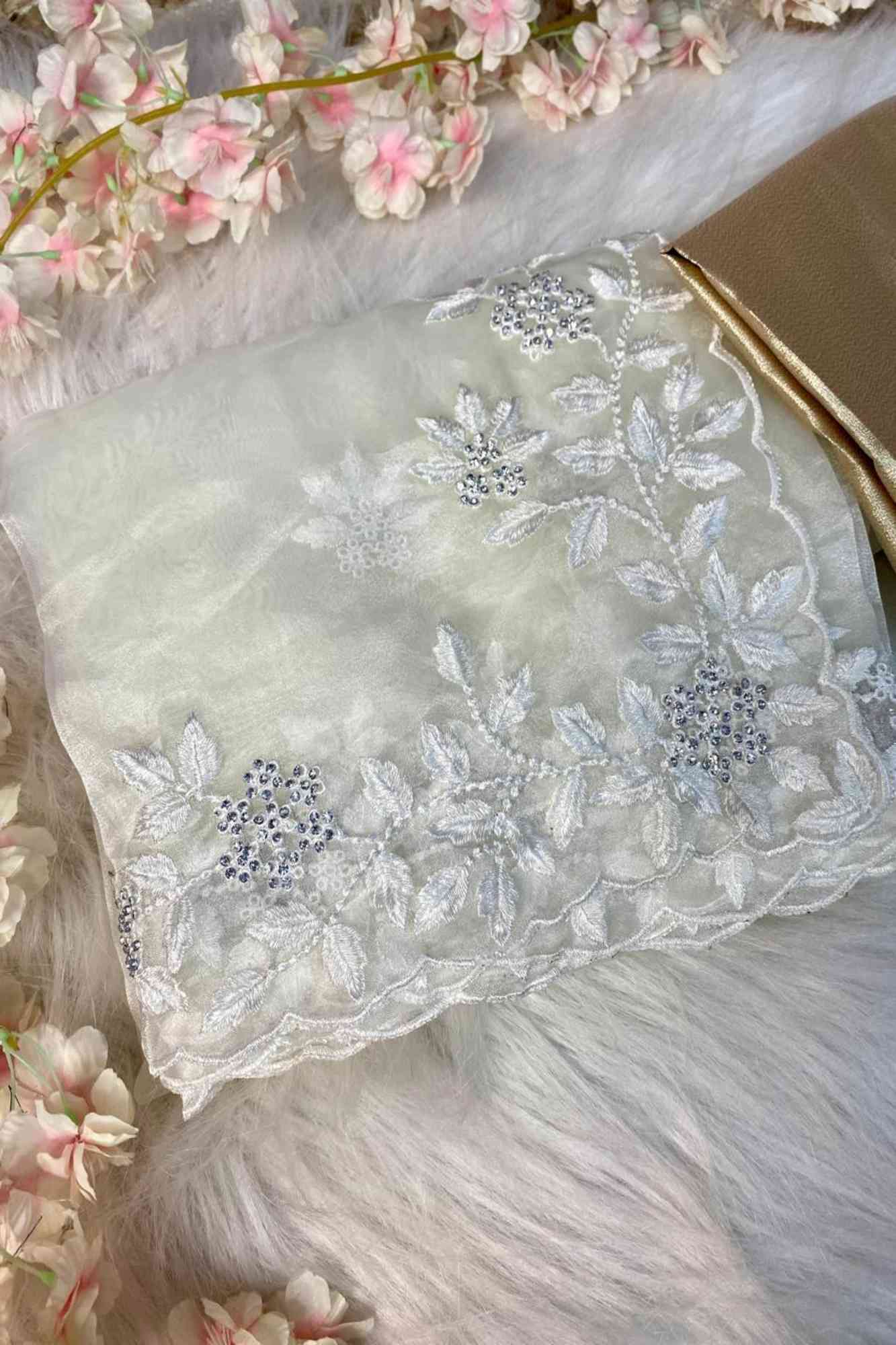 Organza Hand-Embroidered with Sequin Detailing Ready To Wear Saree