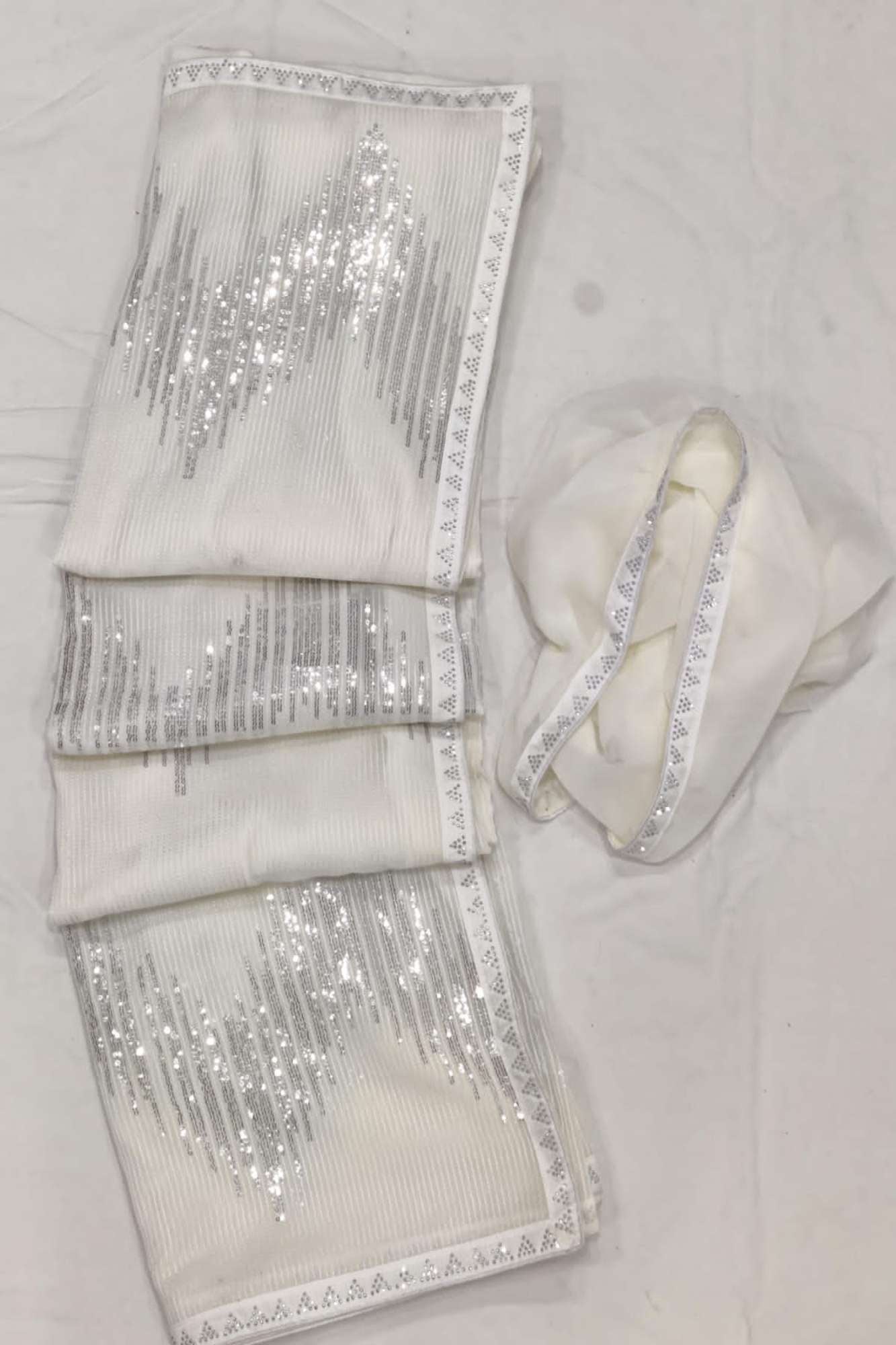 Ivory Sequin Dream in Georgette Ready To Wear Saree