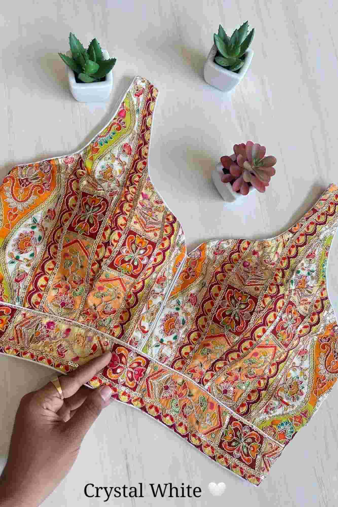 Panel Sleeveless Crepe with Back Open Ready To Wear Blouse