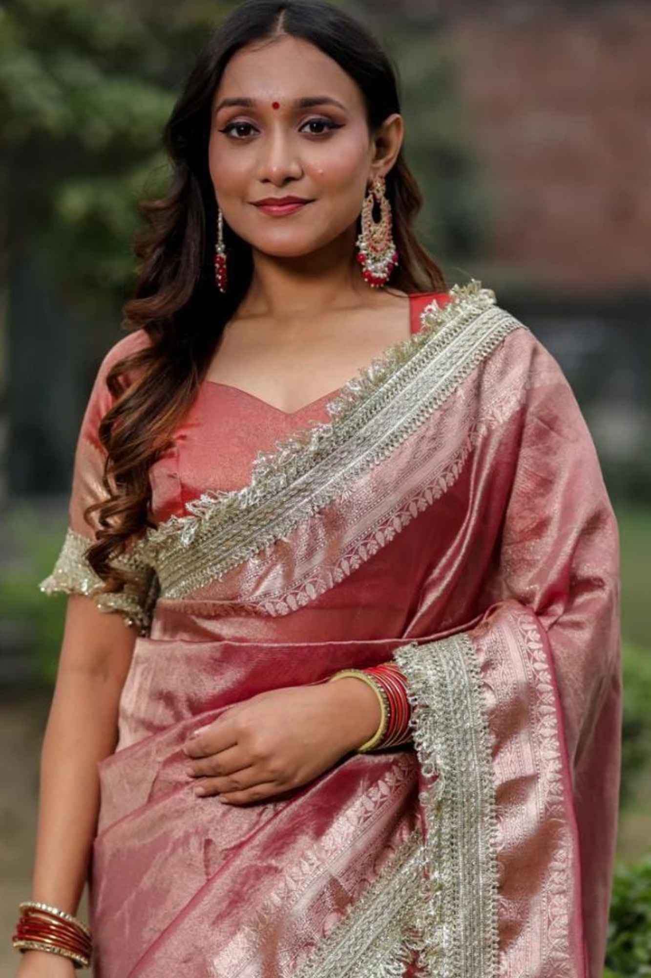 BEARTIFUL SOFT TISSUE SILK ZARI AND LACE WORK READY TO WEAR SAREE