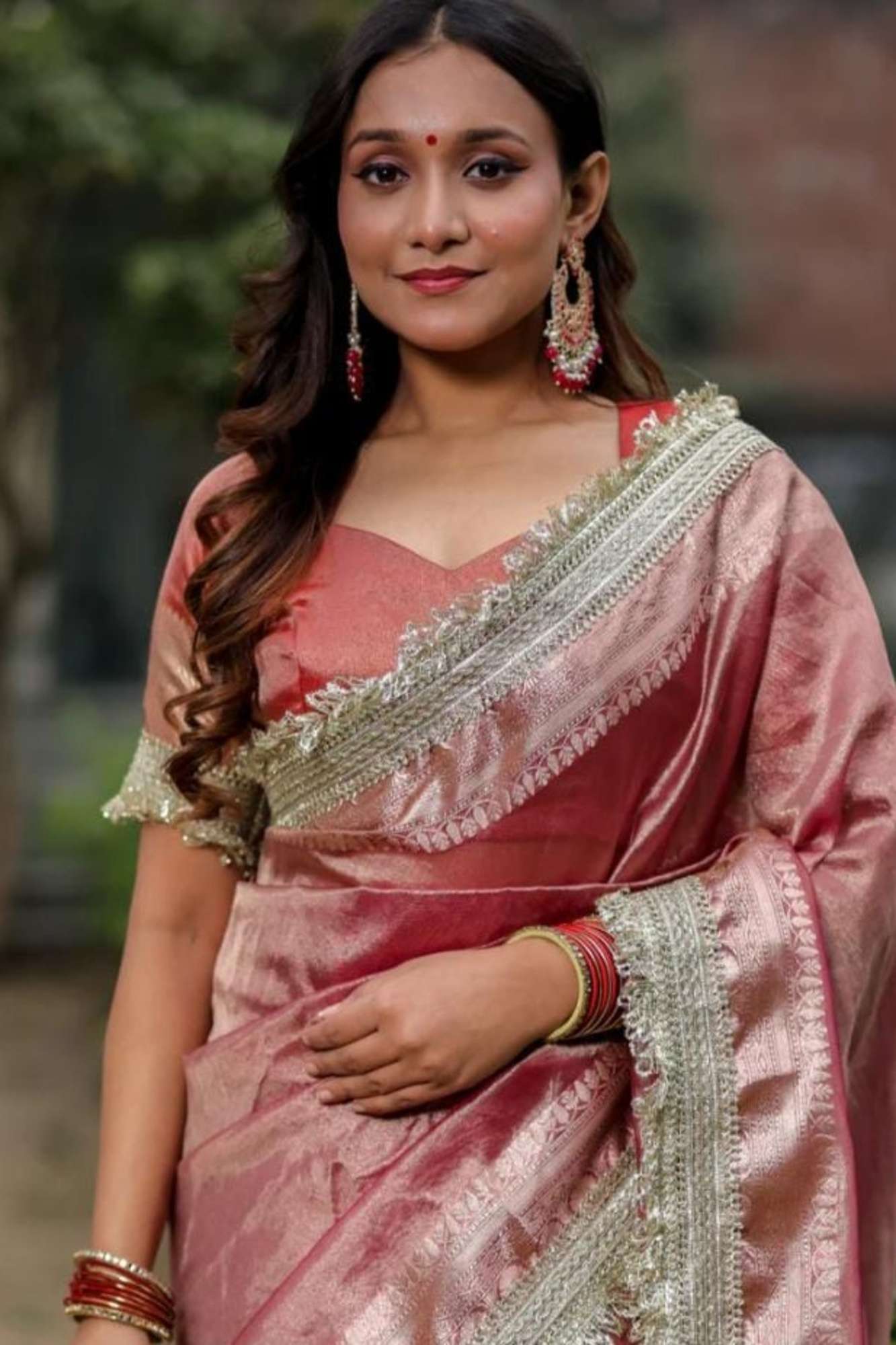 BEARTIFUL SOFT TISSUE SILK ZARI AND LACE WORK READY TO WEAR SAREE