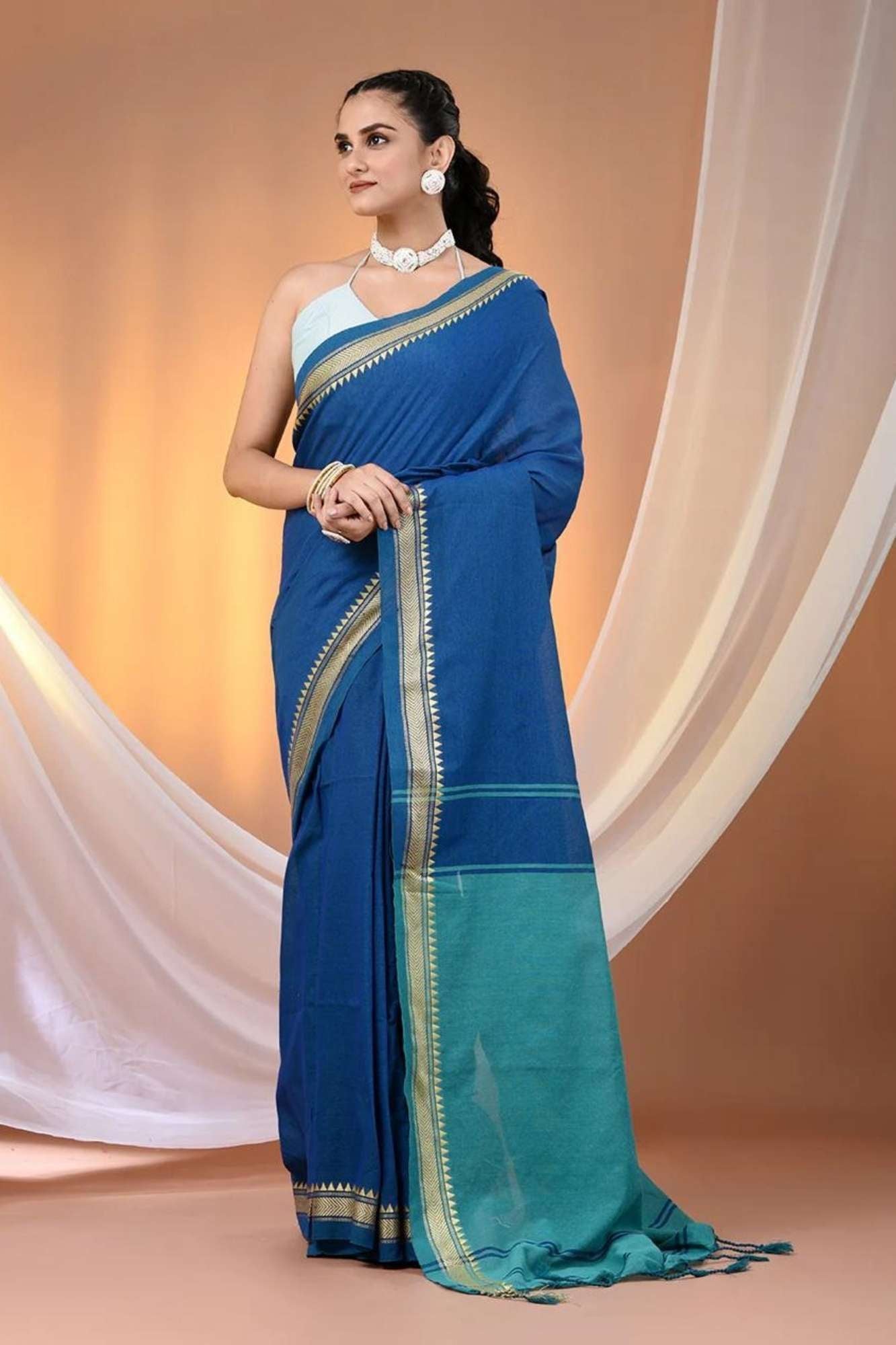 Khadi Cotton with Woven Zari Design Ready To Wear Saree
