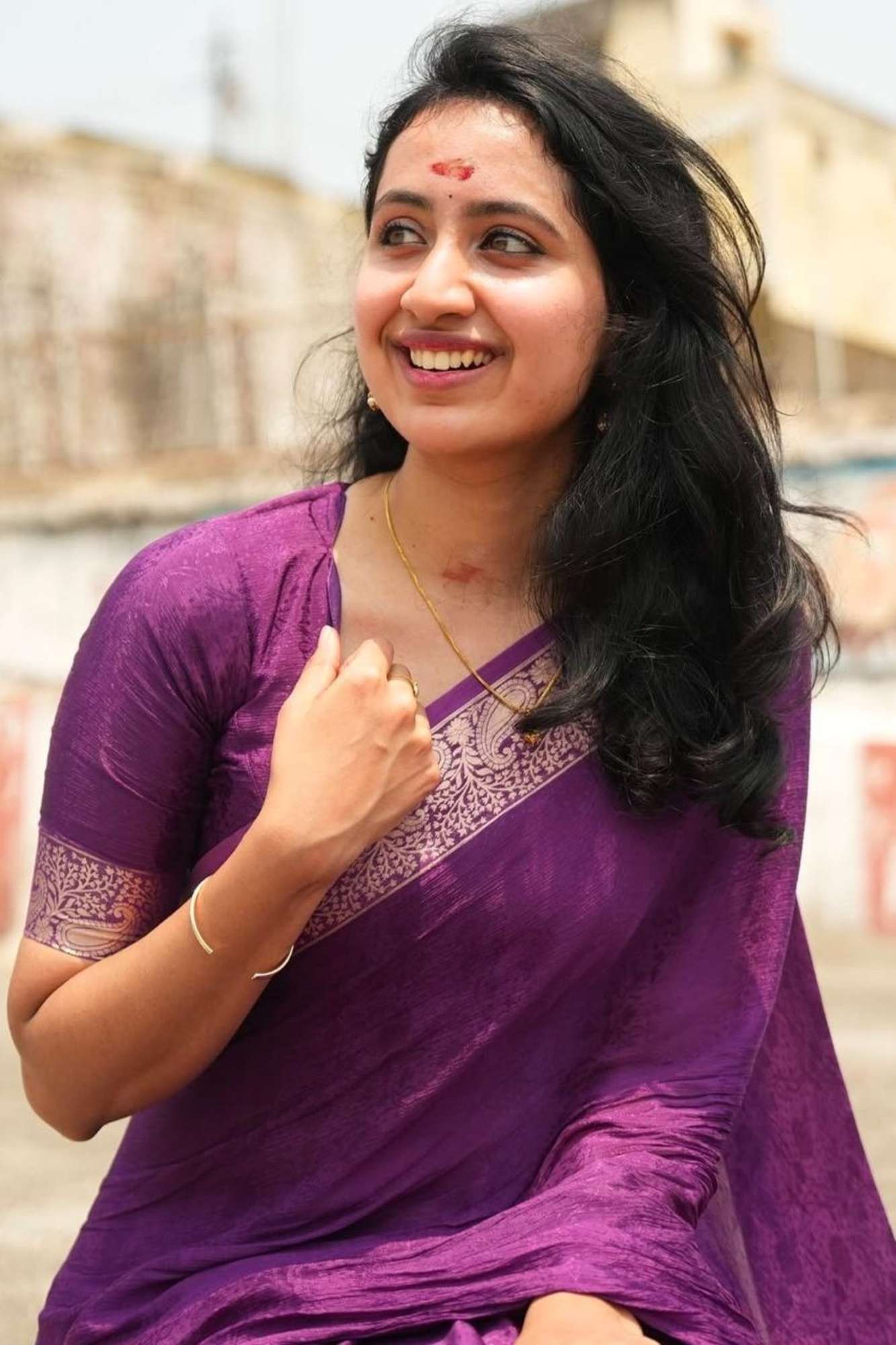 Royal Purple Viscose Chinon with Elegant All-Over Weaving Pattern Ready To Wear Saree