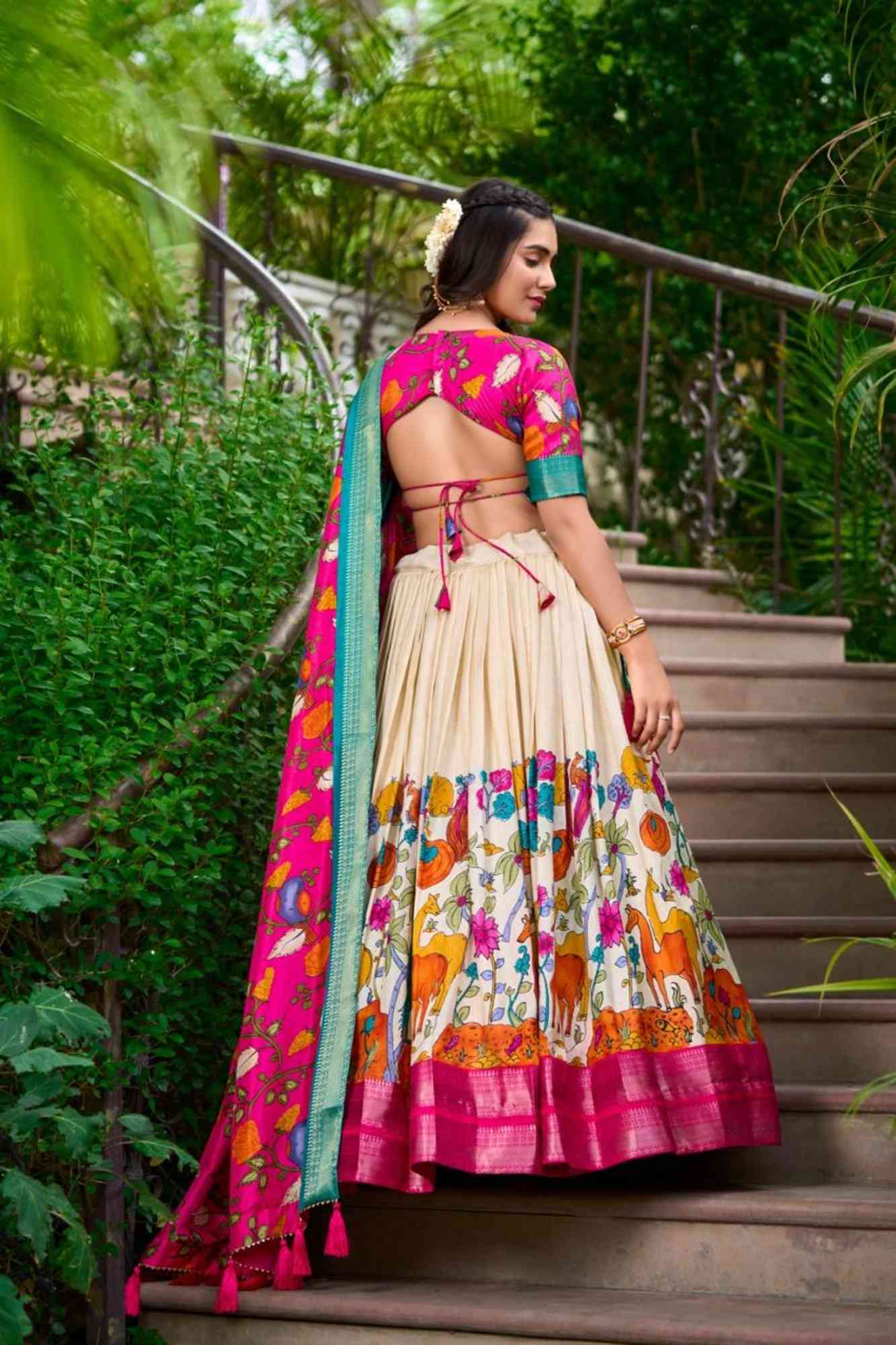Vibrant Folk-Inspired Dola Silk Lehenga Set with Gotta Patti Dupatta