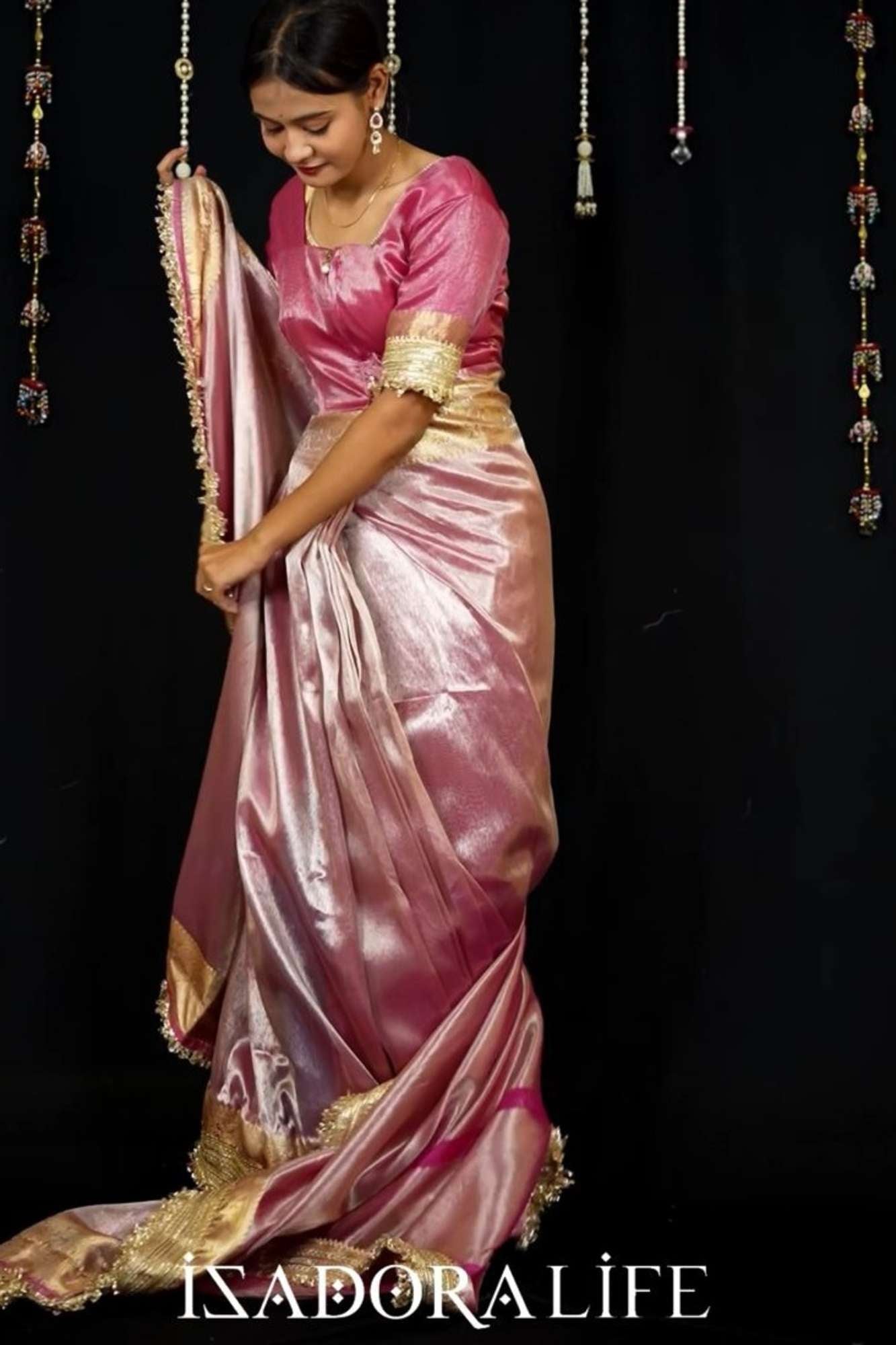 Zip & Go Saree:Soft Patola with Zari & Shimmer Highlights Zip and Go saree