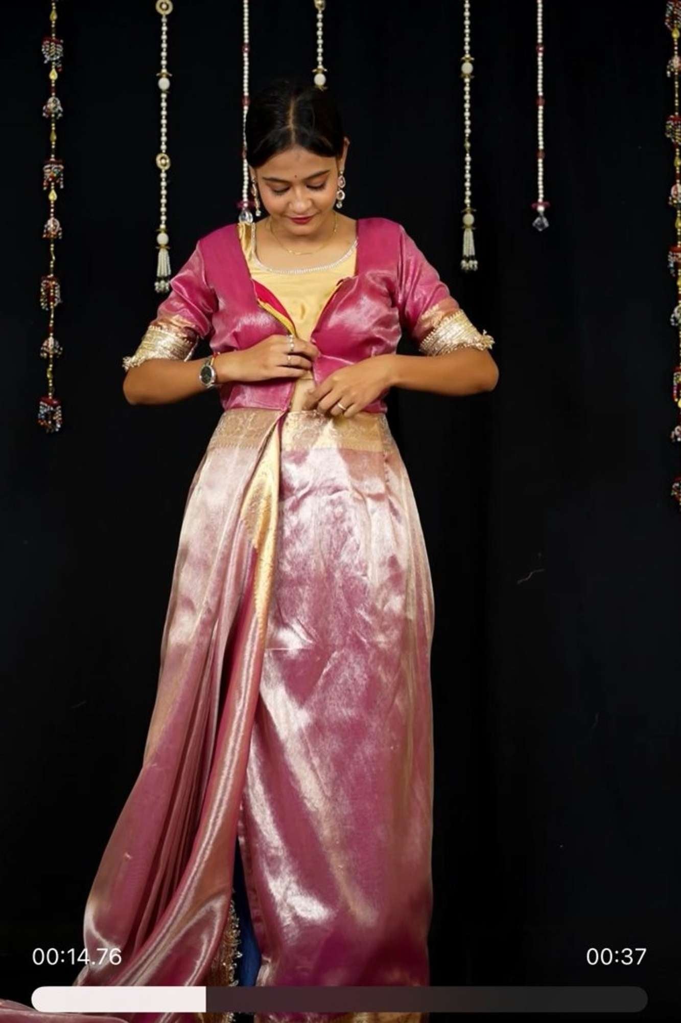 Zip & Go Saree:Soft Patola with Zari & Shimmer Highlights Zip and Go saree