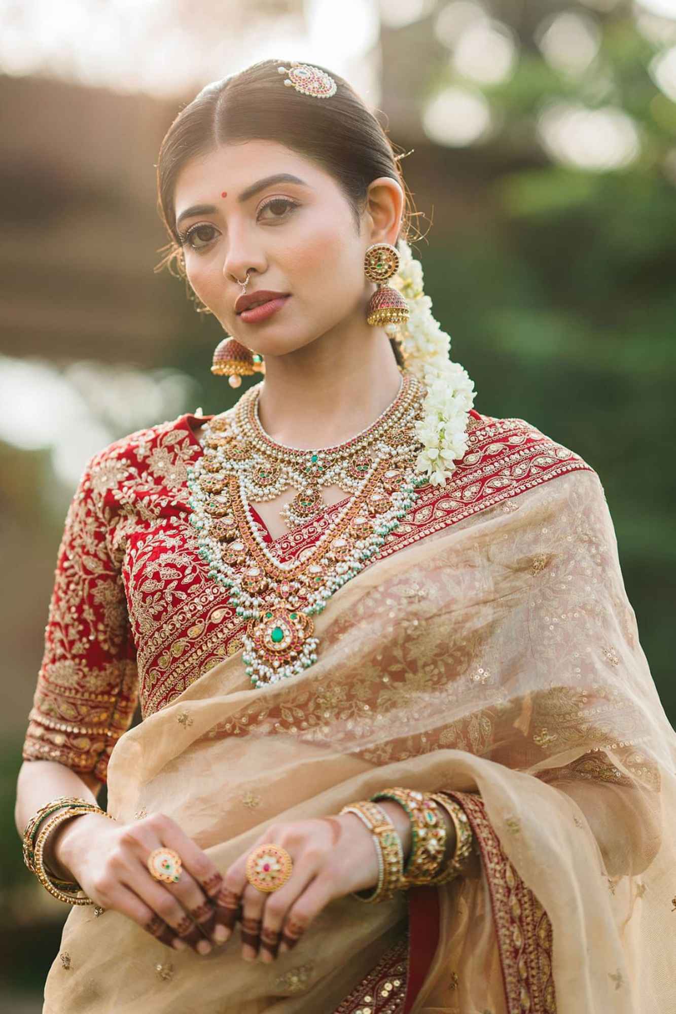 Jimi Chu Fabric with Embroidery Lace Border & Sequin Butti Work Ready To Wear Saree