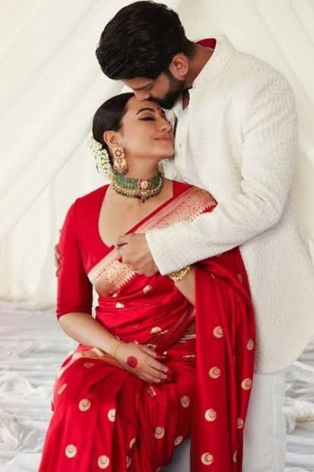 Sonakshi Sinha Inspired Banarasi Pure Mashru Silk Ready To Wear Saree